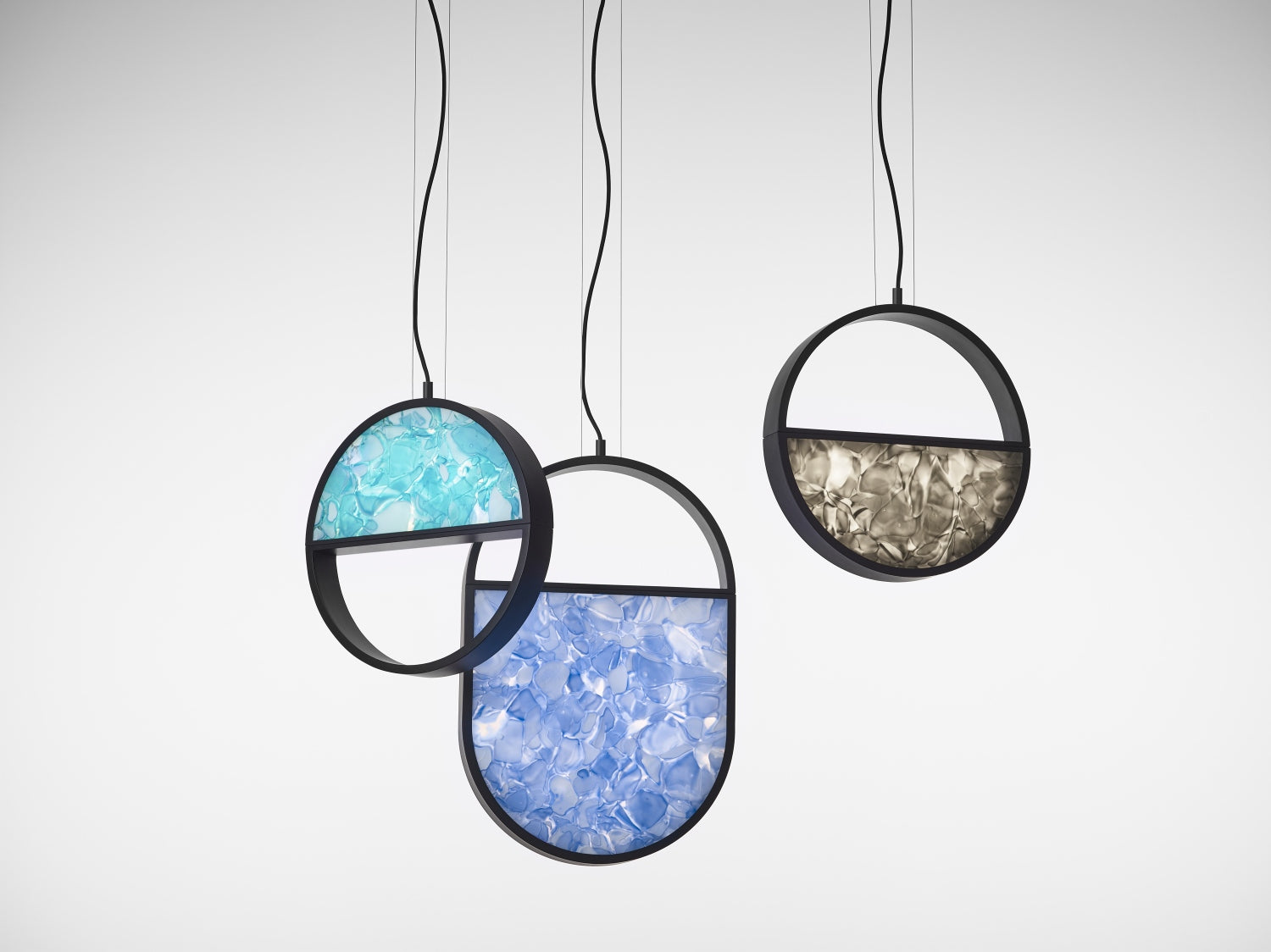 Hanging lamp Geometric Oval 1/3 Glass shiny brokisglass