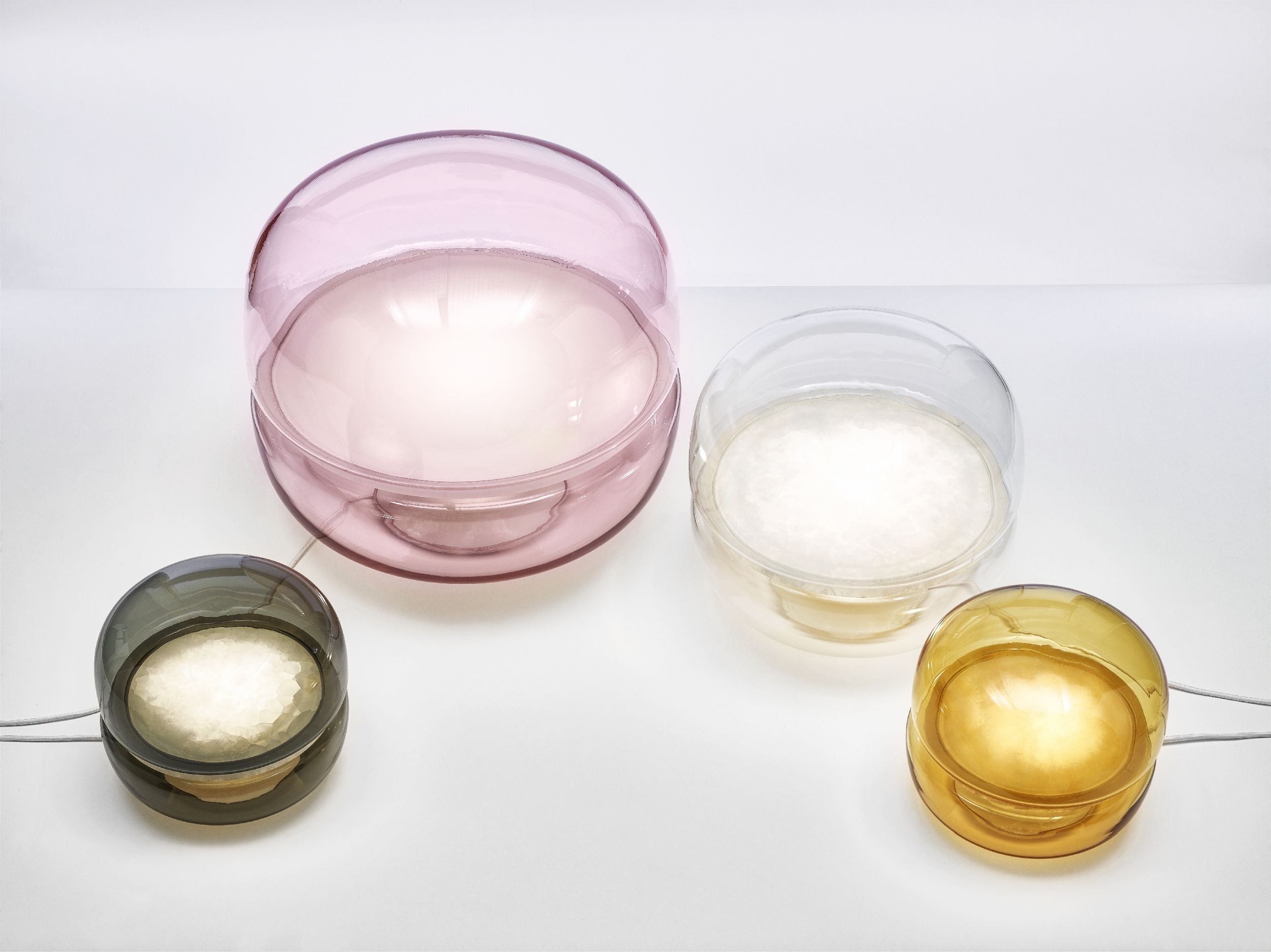 Macaron mini table lamp inflatable glass with onyx