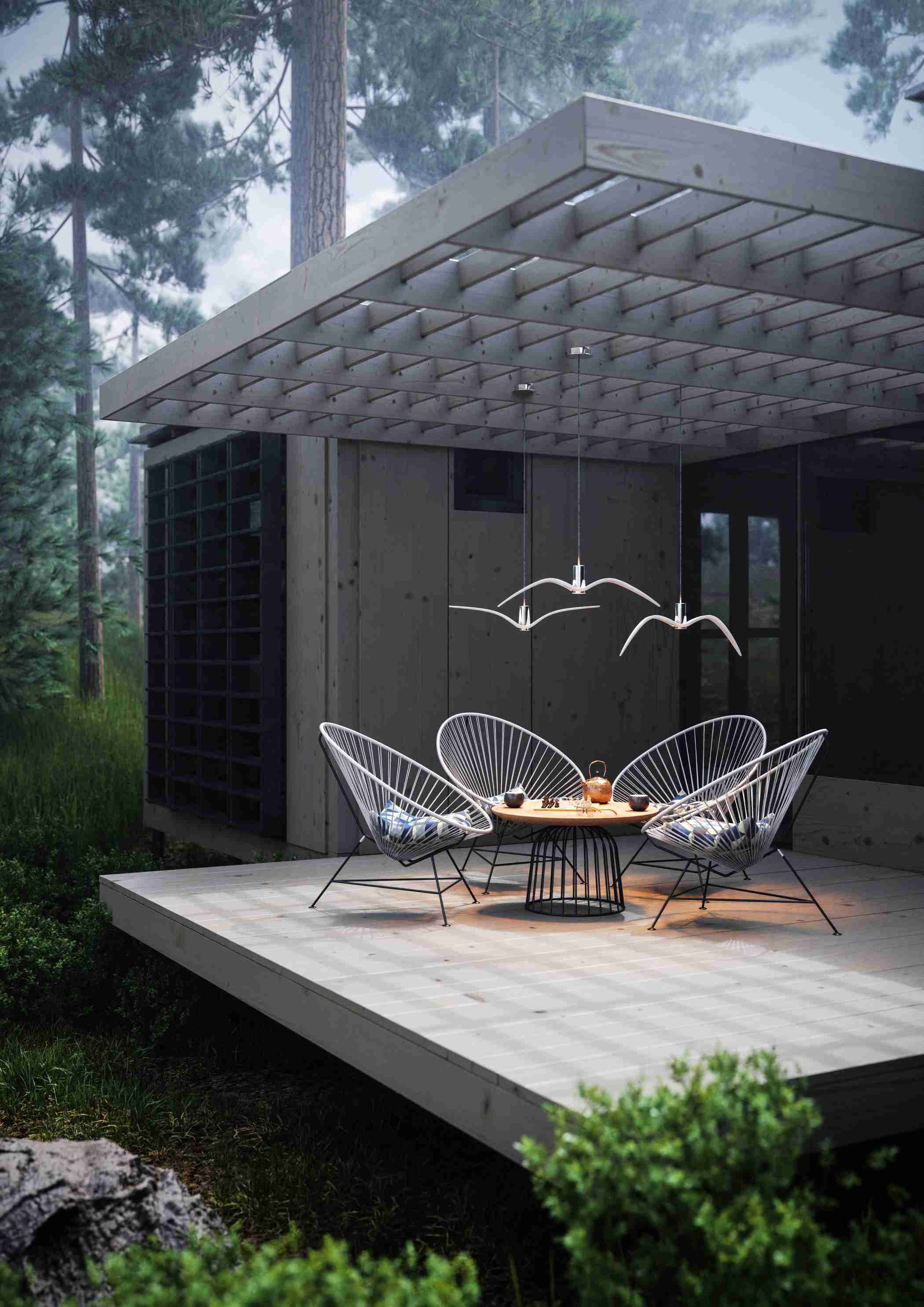 Lampa wisząca zewnętrzna NIGHT BIRDS EXTERIOR szkło