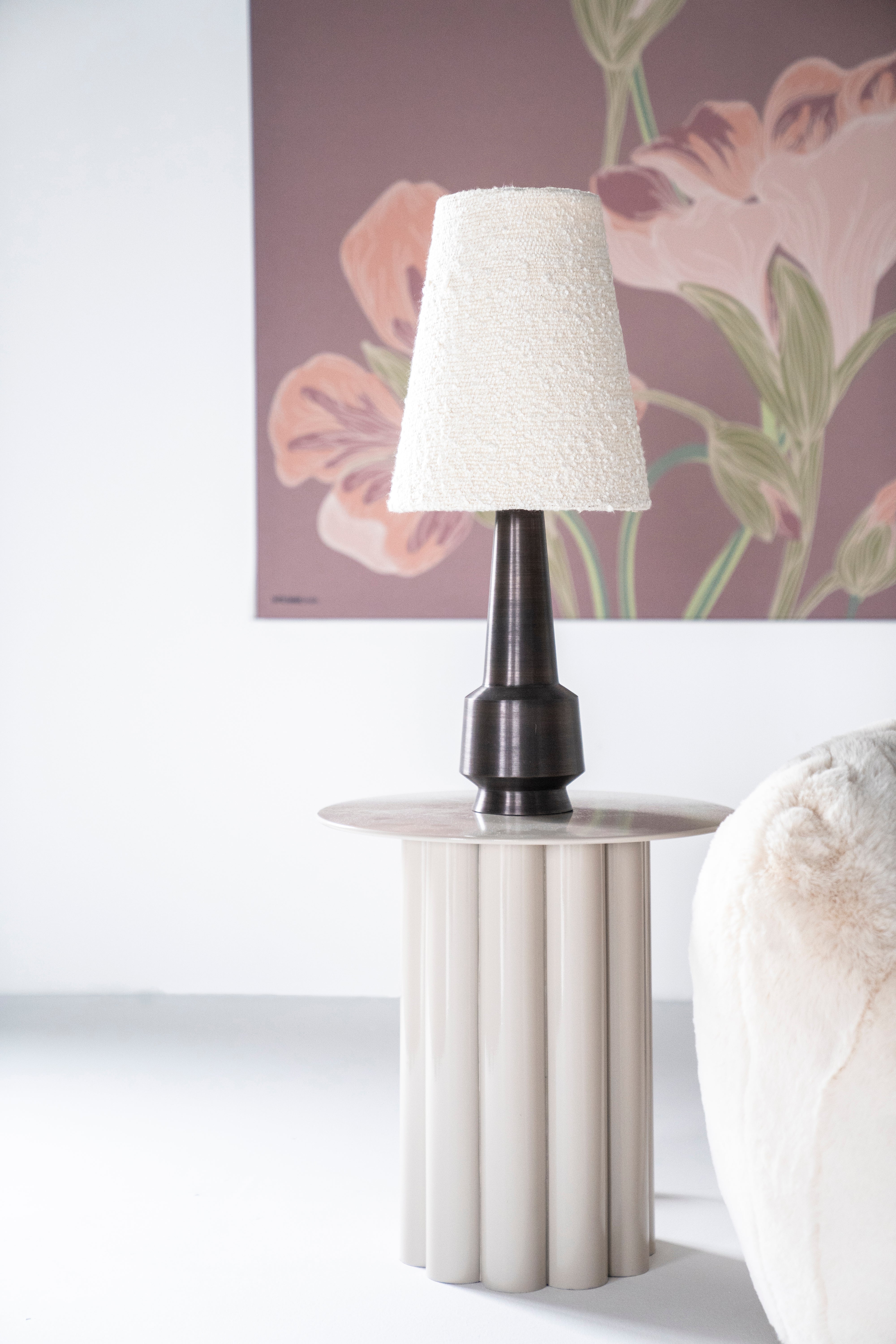 Lampa stołowa DAWN jasnobeżowy z ciemnobrązową podstawą