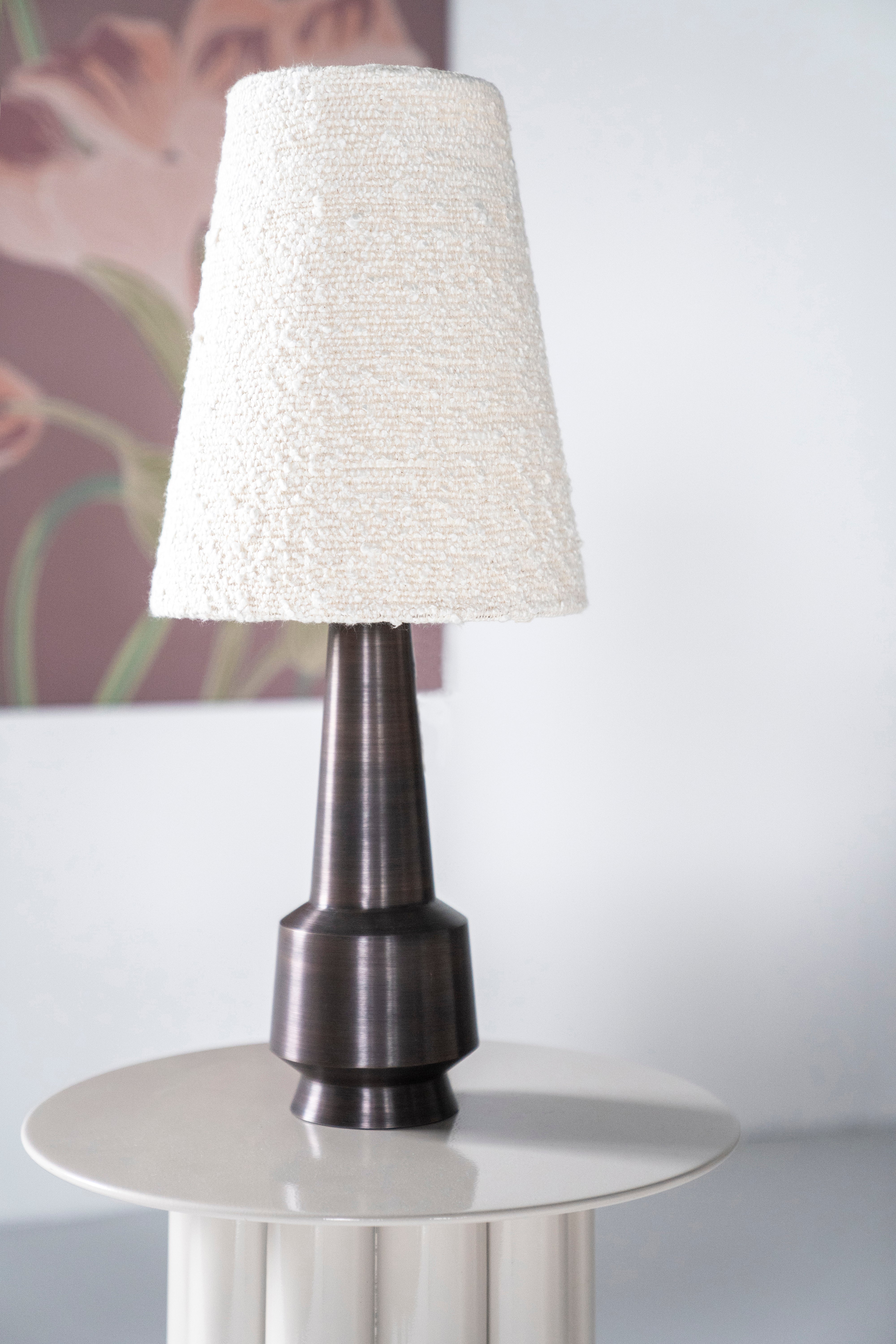 Lampa stołowa DAWN jasnobeżowy z ciemnobrązową podstawą
