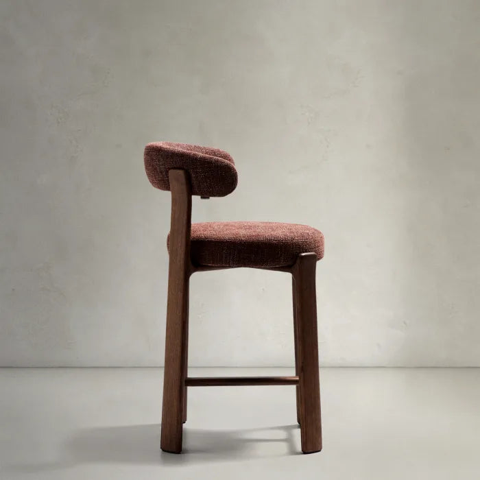 GRANITE brown chenille stool with a dark ash base