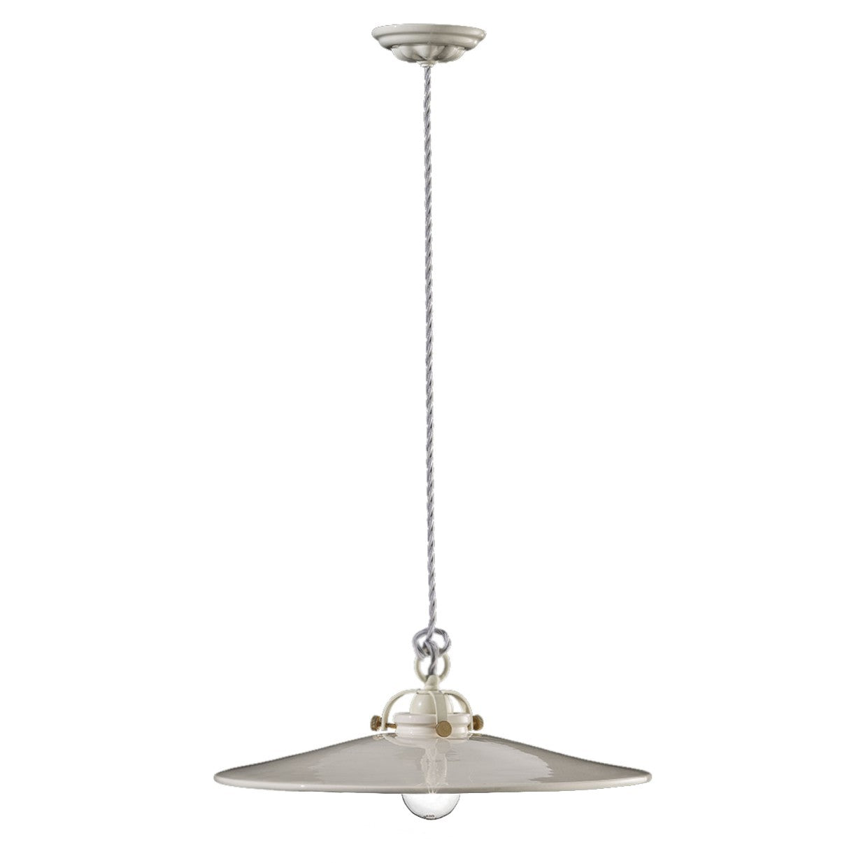 B&W ceramic pendant lamp in white with brass finish