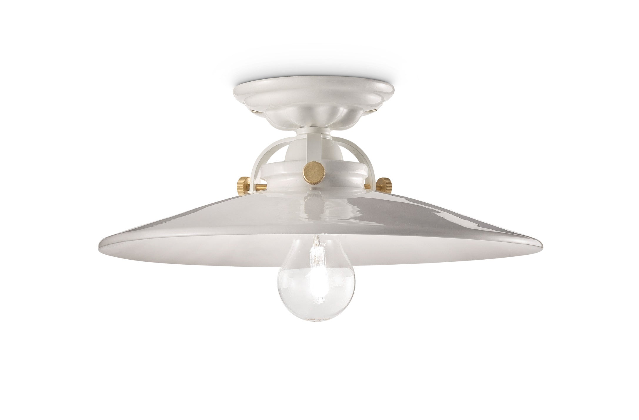 Lampa sufitowa ceramiczna B&W biały z mosiężnym wykończeniem