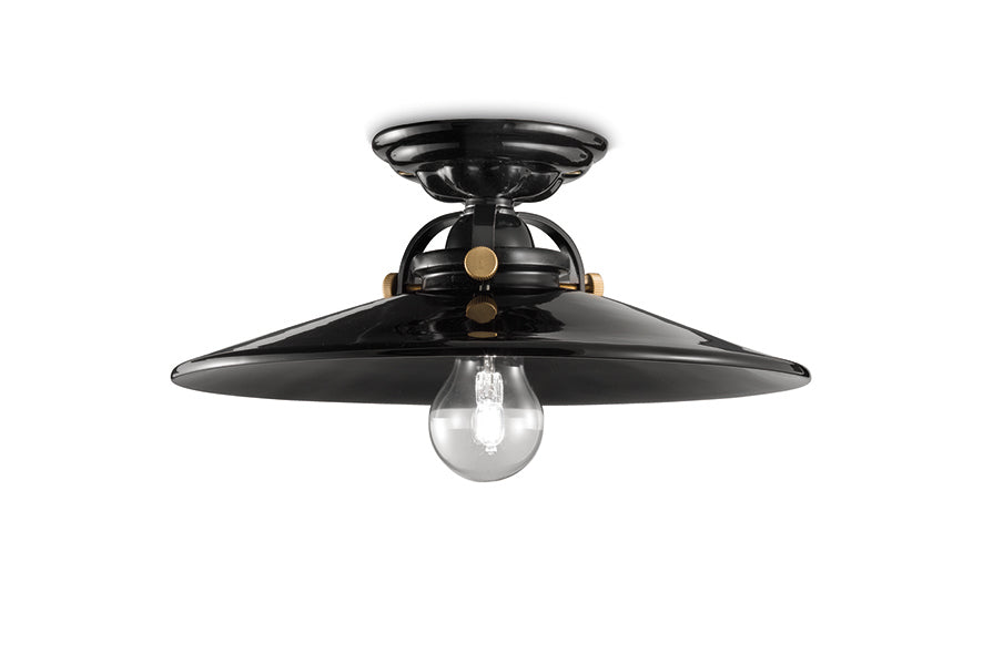 Lampa sufitowa ceramiczna B&W czarny z mosiężnym wykończeniem