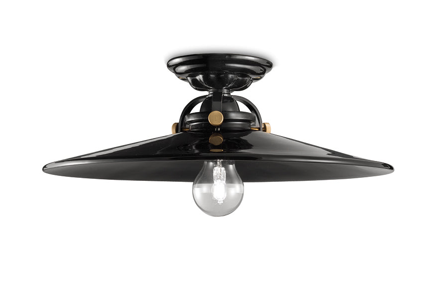 Lampa sufitowa ceramiczna B&W czarny z mosiężnym wykończeniem