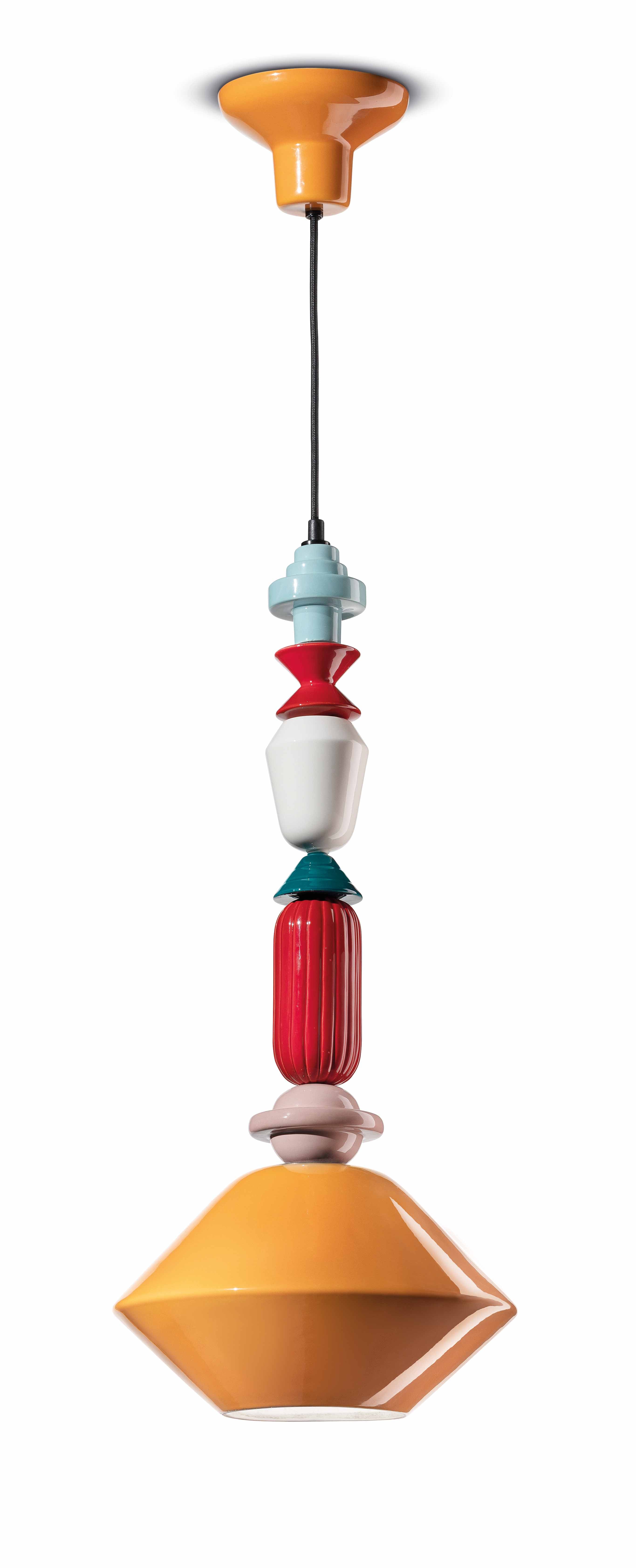 LARIAT yellow ceramic pendant lamp