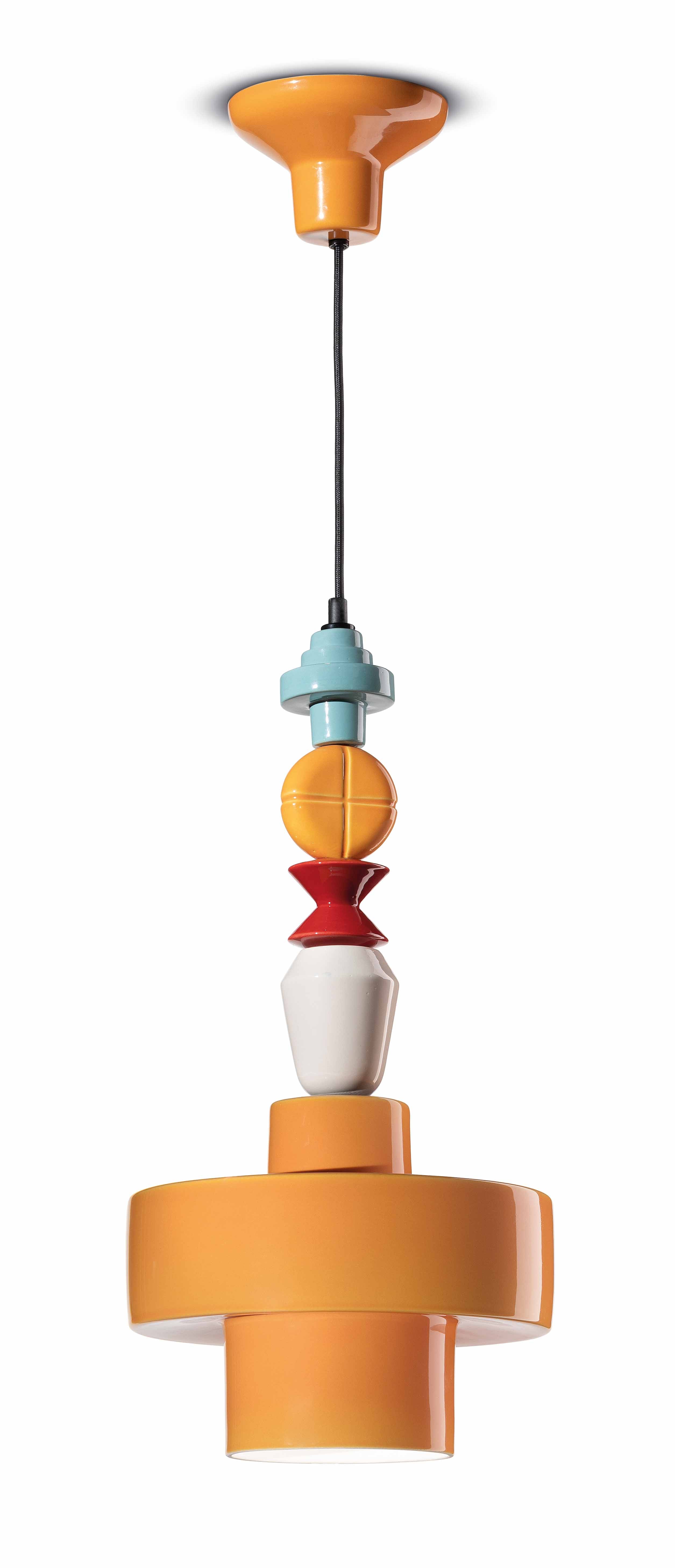 Lampa wisząca ceramiczna LARIAT ROLL żółty