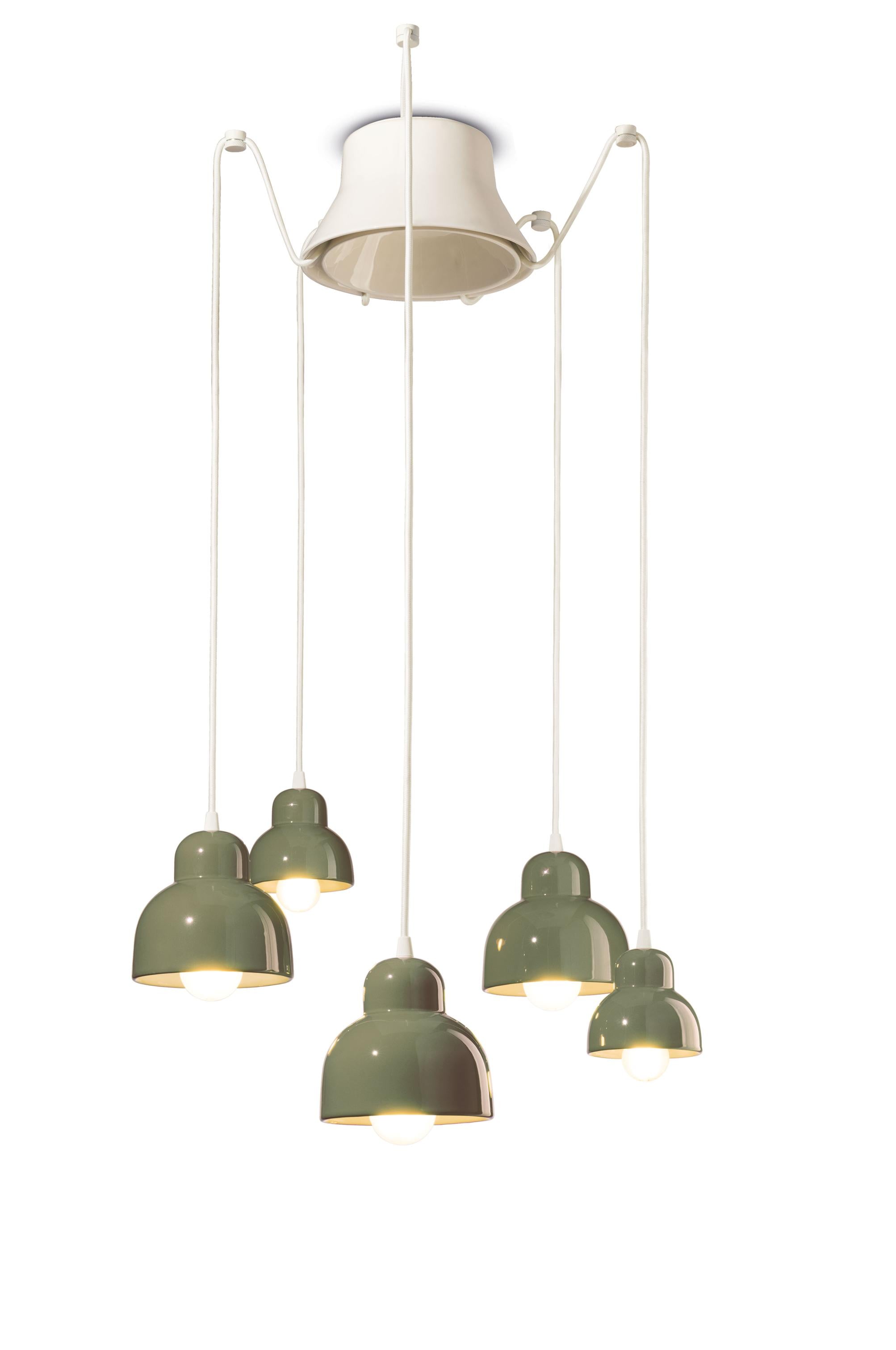 Sage green ceramic chandelier BERIMBAU