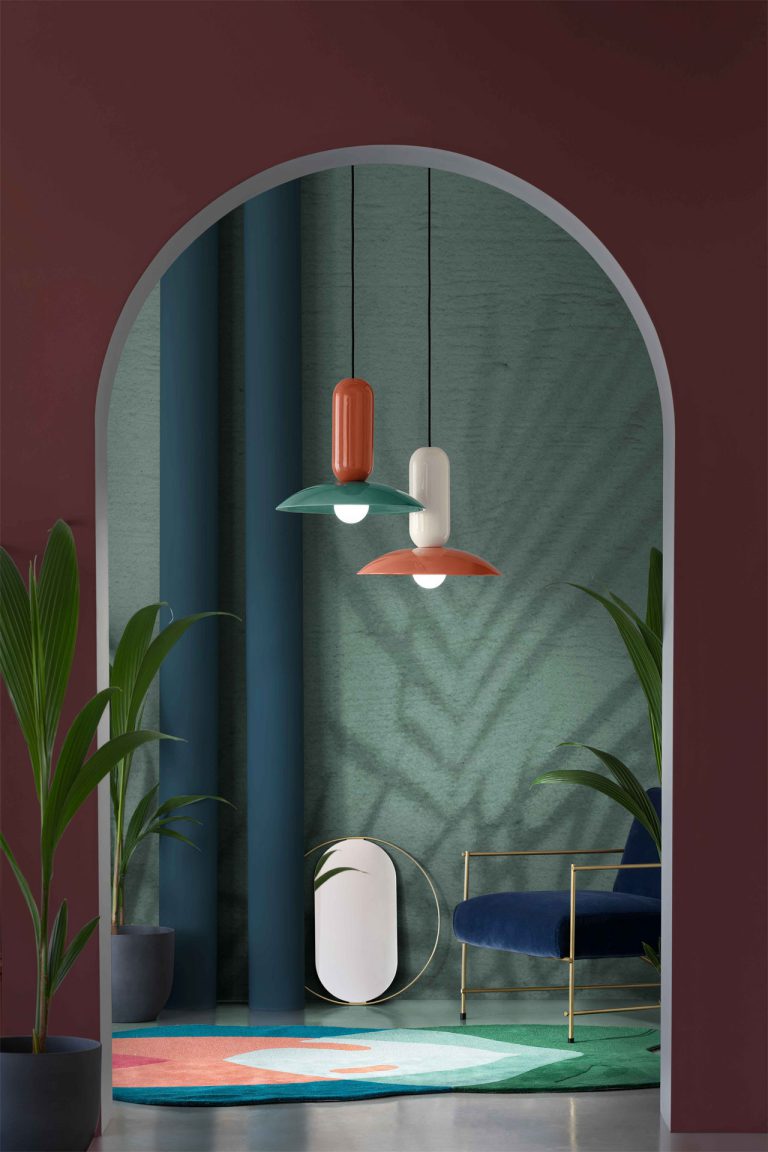 Lampa wisząca ceramiczna PAU pomarańczowy z turkusowym