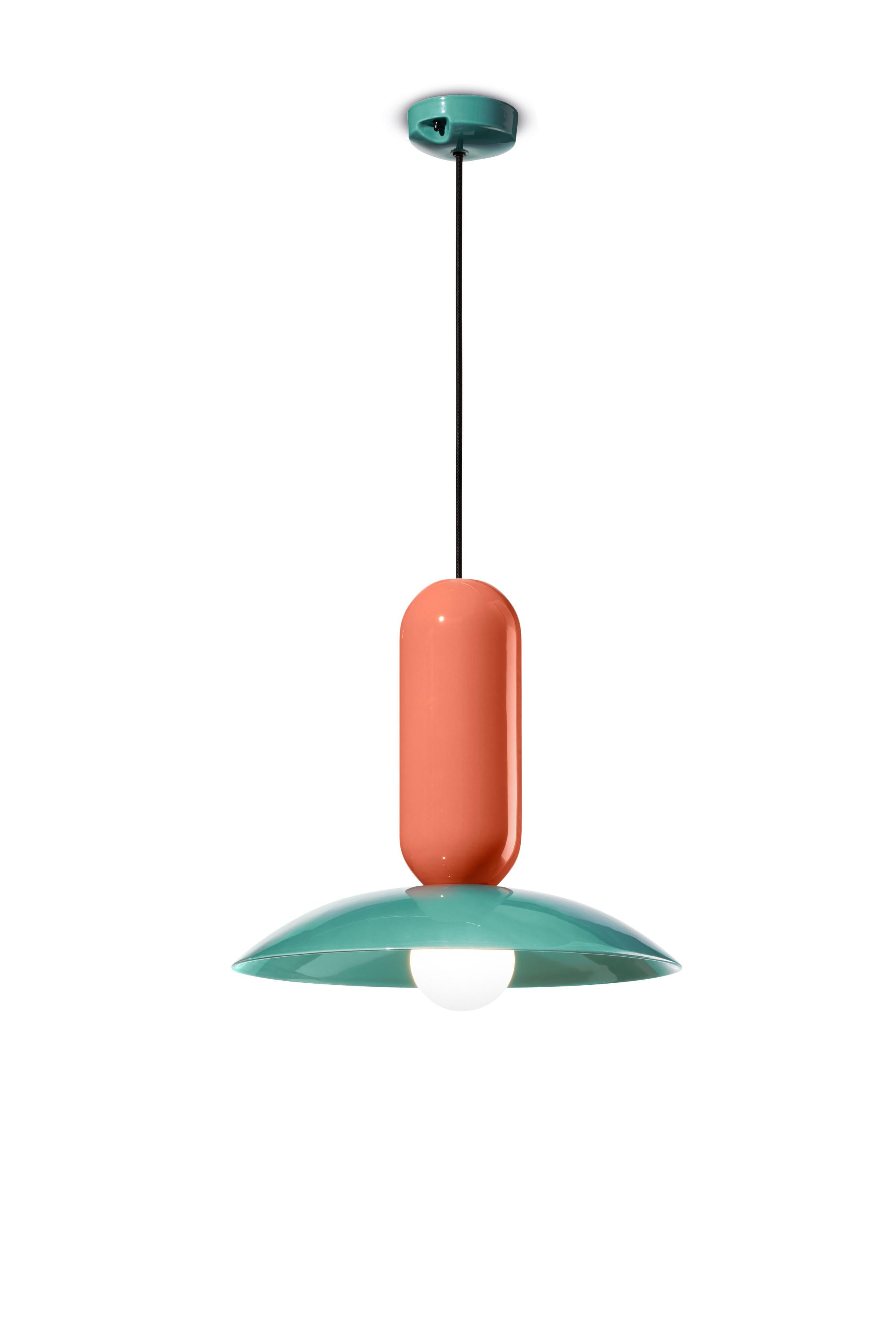 Lampa wisząca ceramiczna PAU pomarańczowy z turkusowym