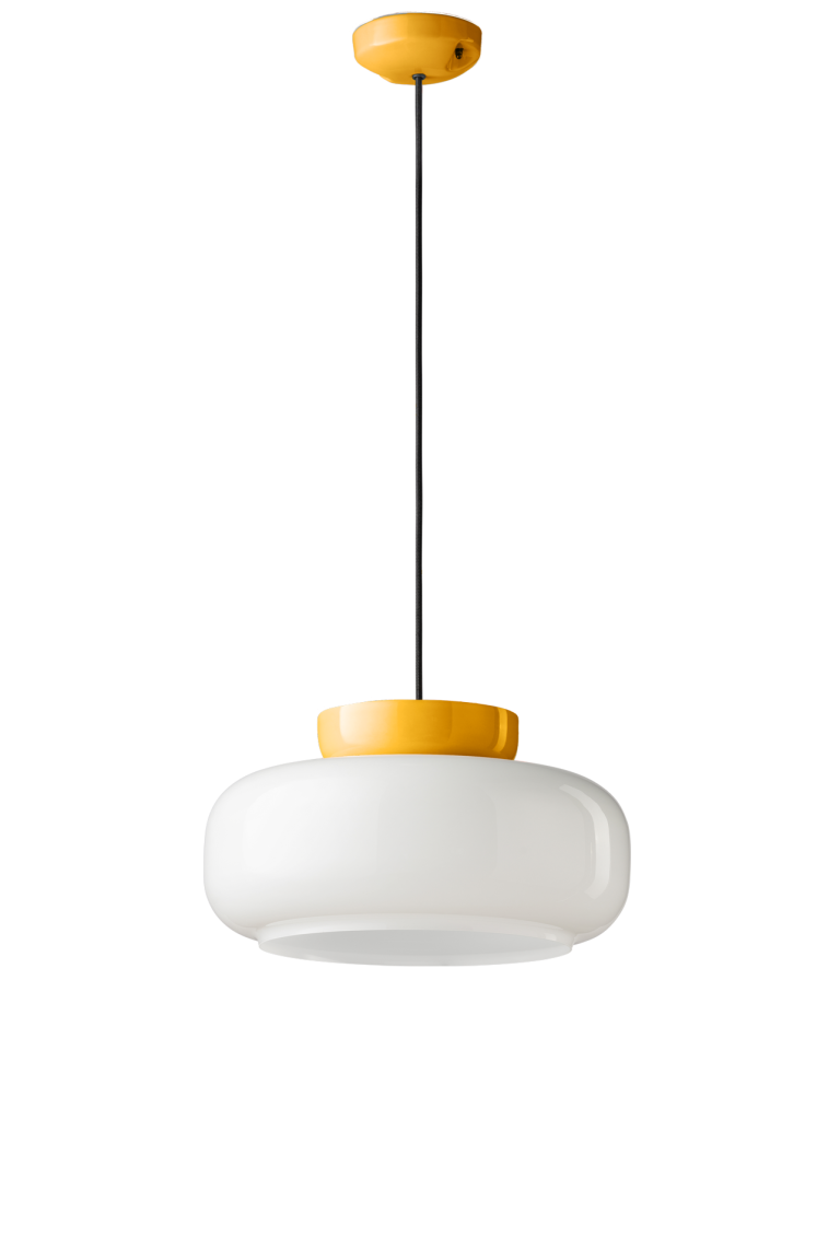 Lampa wisząca ceramiczna MARACANÀ mleczny z żółtym