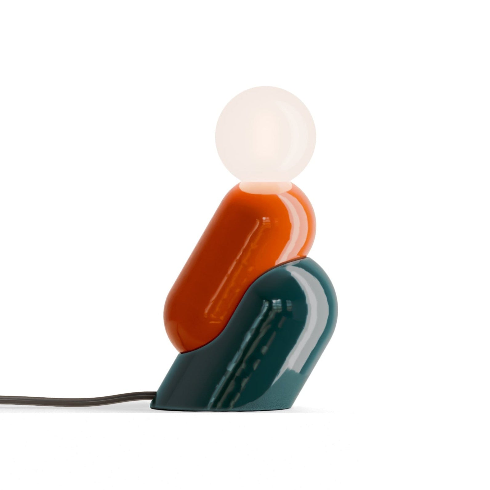 Lampa stołowa ceramiczna TATA pomarańczowy z zielony petrol