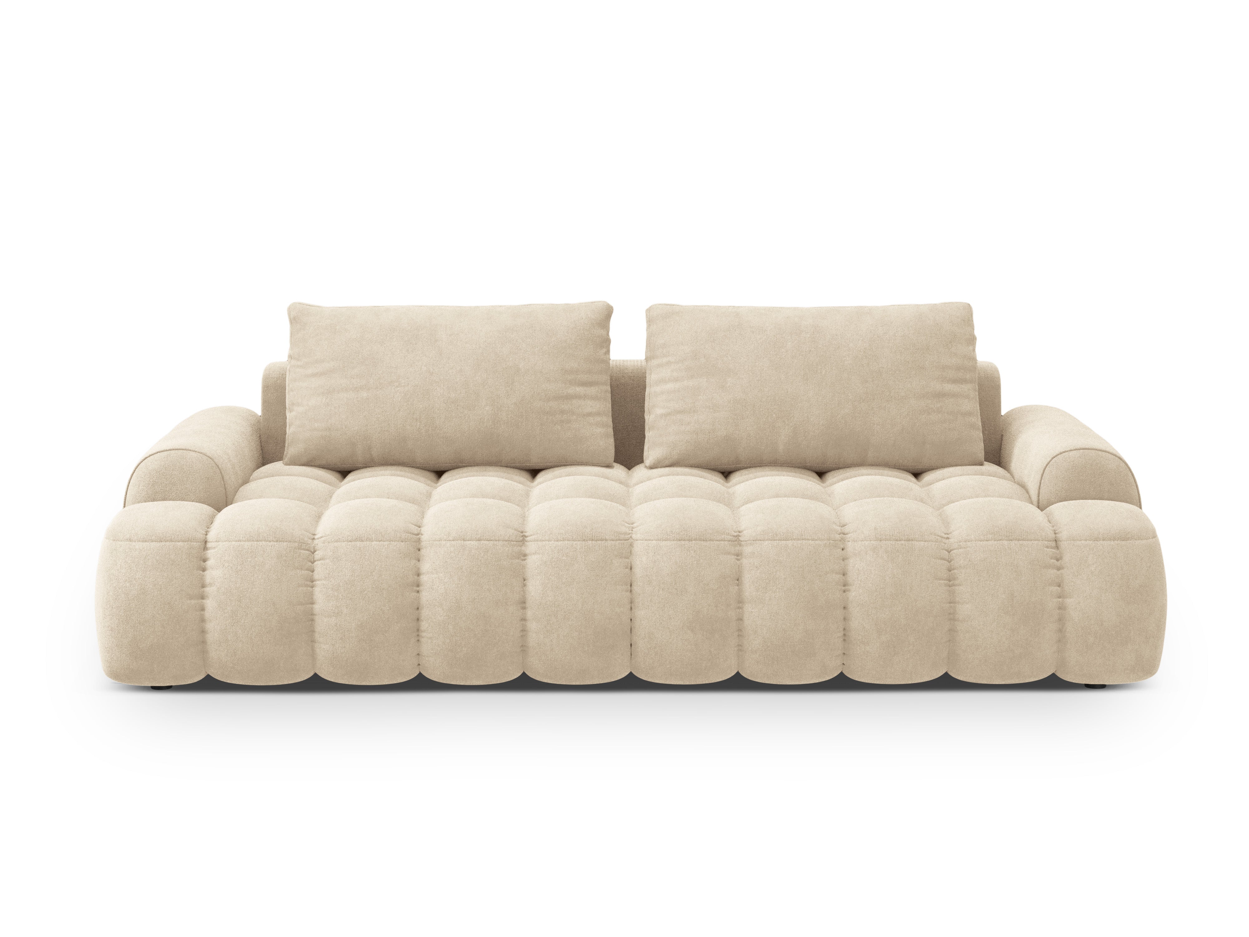 Sofa aksamitna z funkcją spania 4-osobowa LINZ jasnobeżowy