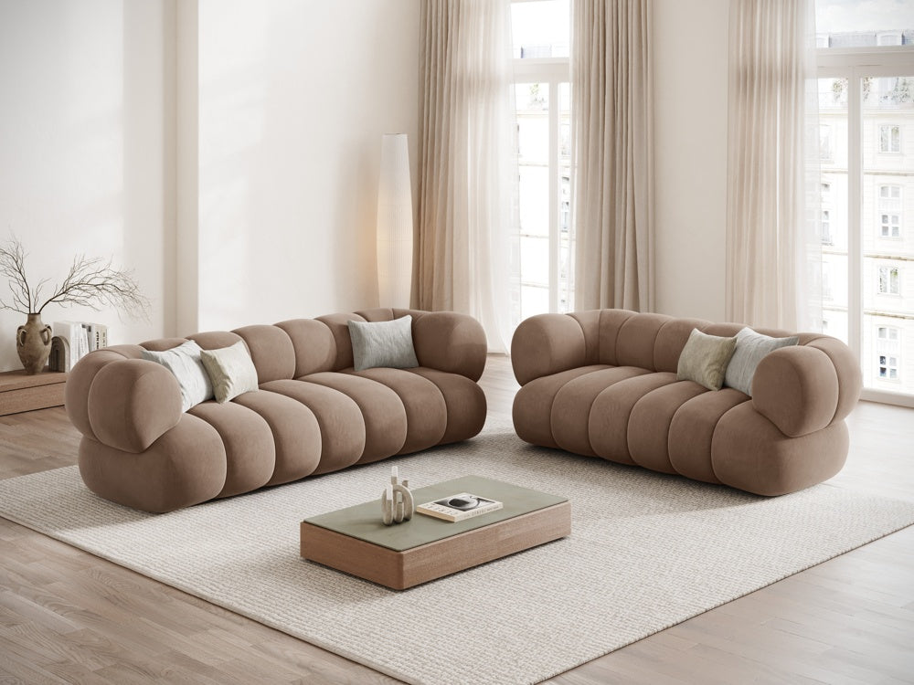 Sofa 2-osobowa aksamitna KOGE ciemnobeżowy