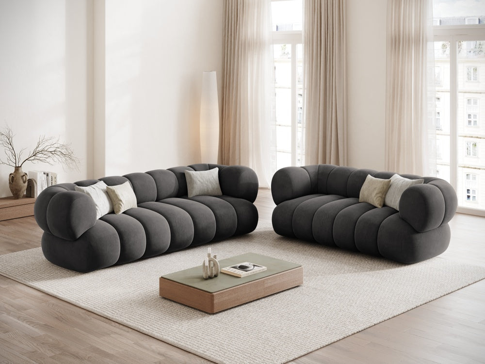Sofa 2-osobowa aksamitna KOGE ciemnoszary