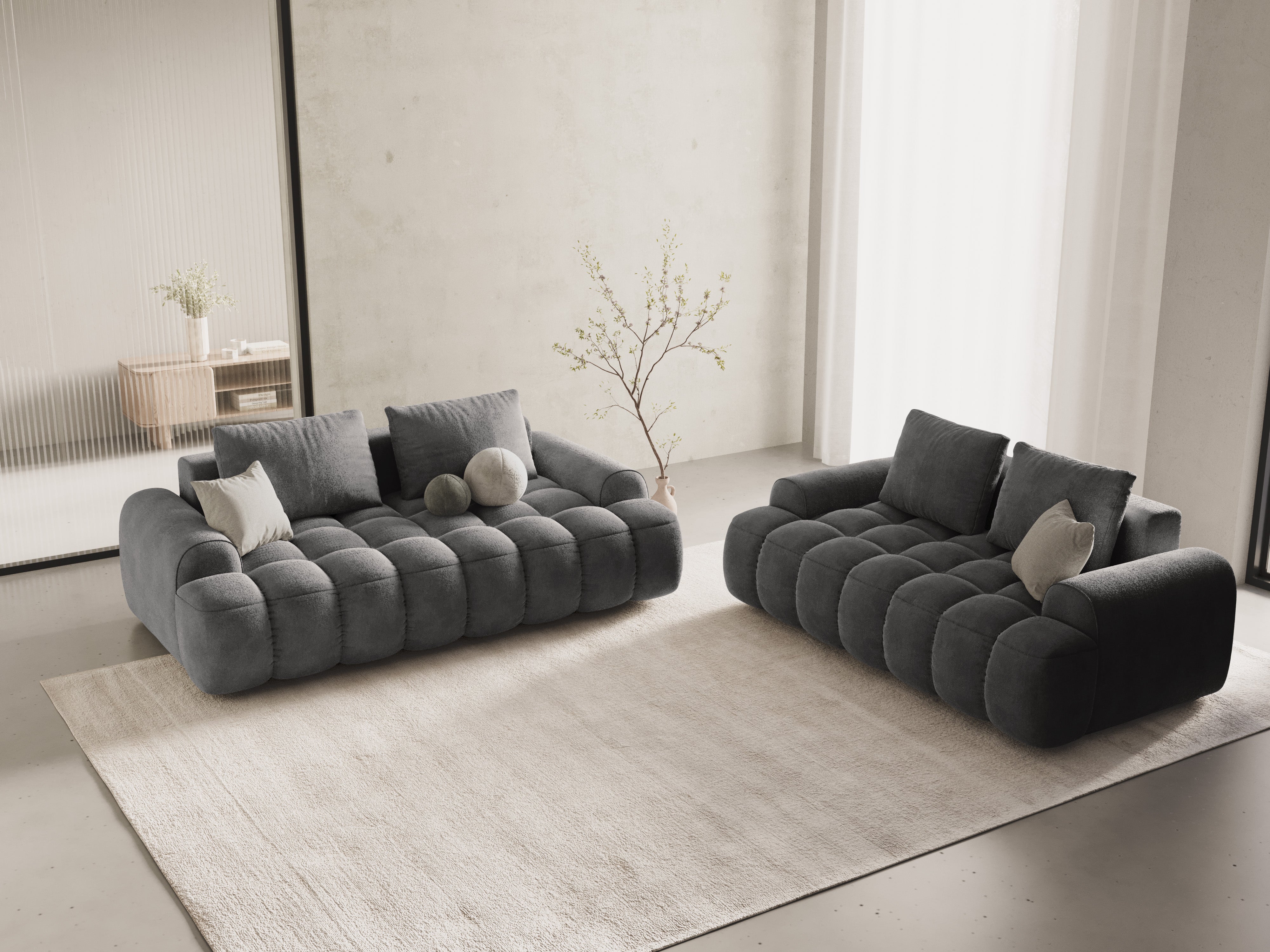 Sofa aksamitna 2-osobowa LINZ ciemnoszary