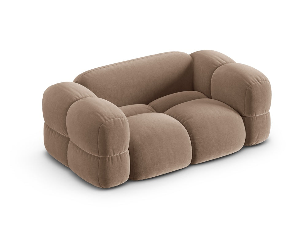 Sofa 2-osobowa aksamitna LORETTO ciemnobeżowy