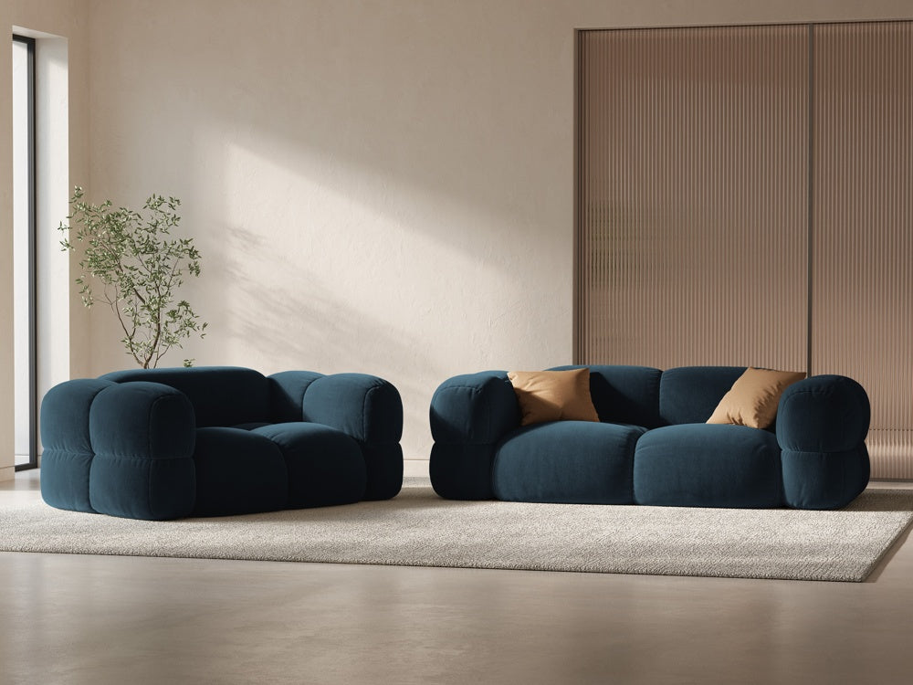 Sofa 2-osobowa aksamitna LORETTO petrol