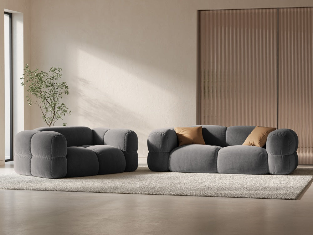 Sofa 2-osobowa aksamitna LORETTO szary
