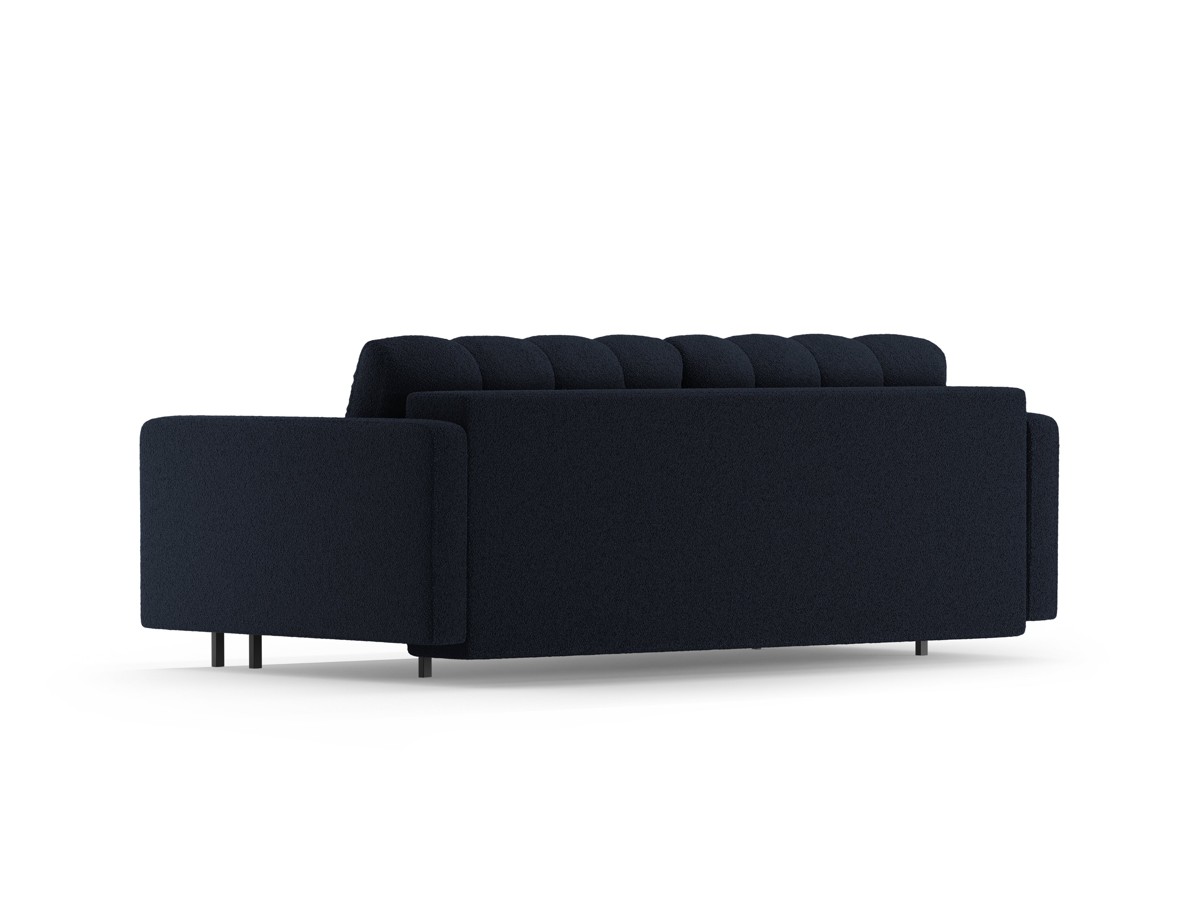 Sofa 3-osobowa z funkcją spania BALI ciemnoniebieski bouclé z czarną podstawą