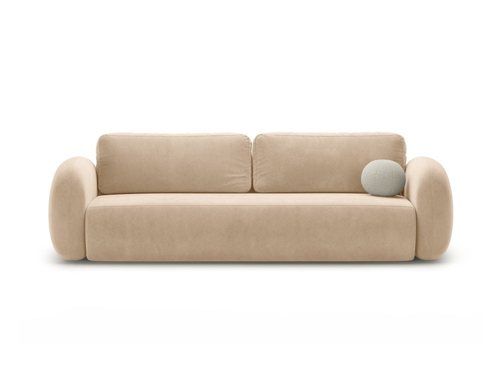 Sofa aksamitna z funkcją spania 3-osobowa TONALE beżowy