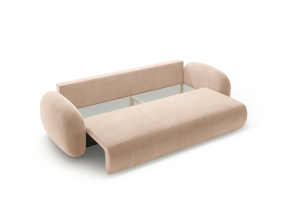 Sofa aksamitna z funkcją spania 3-osobowa TONALE beżowy