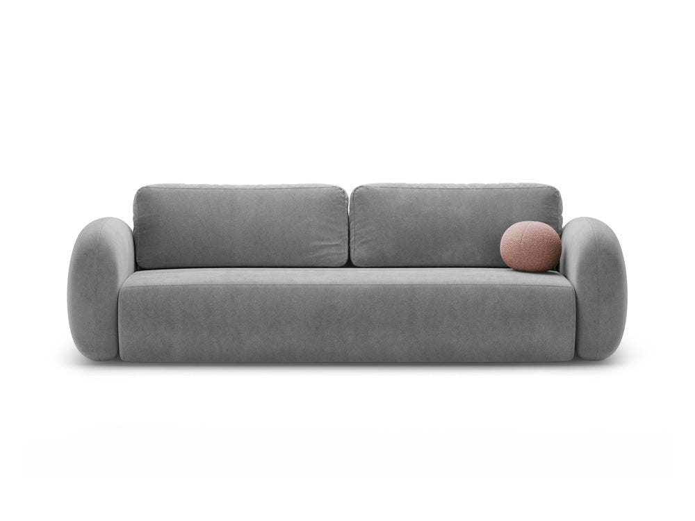Sofa aksamitna z funkcją spania 3-osobowa TONALE ciemnoszary