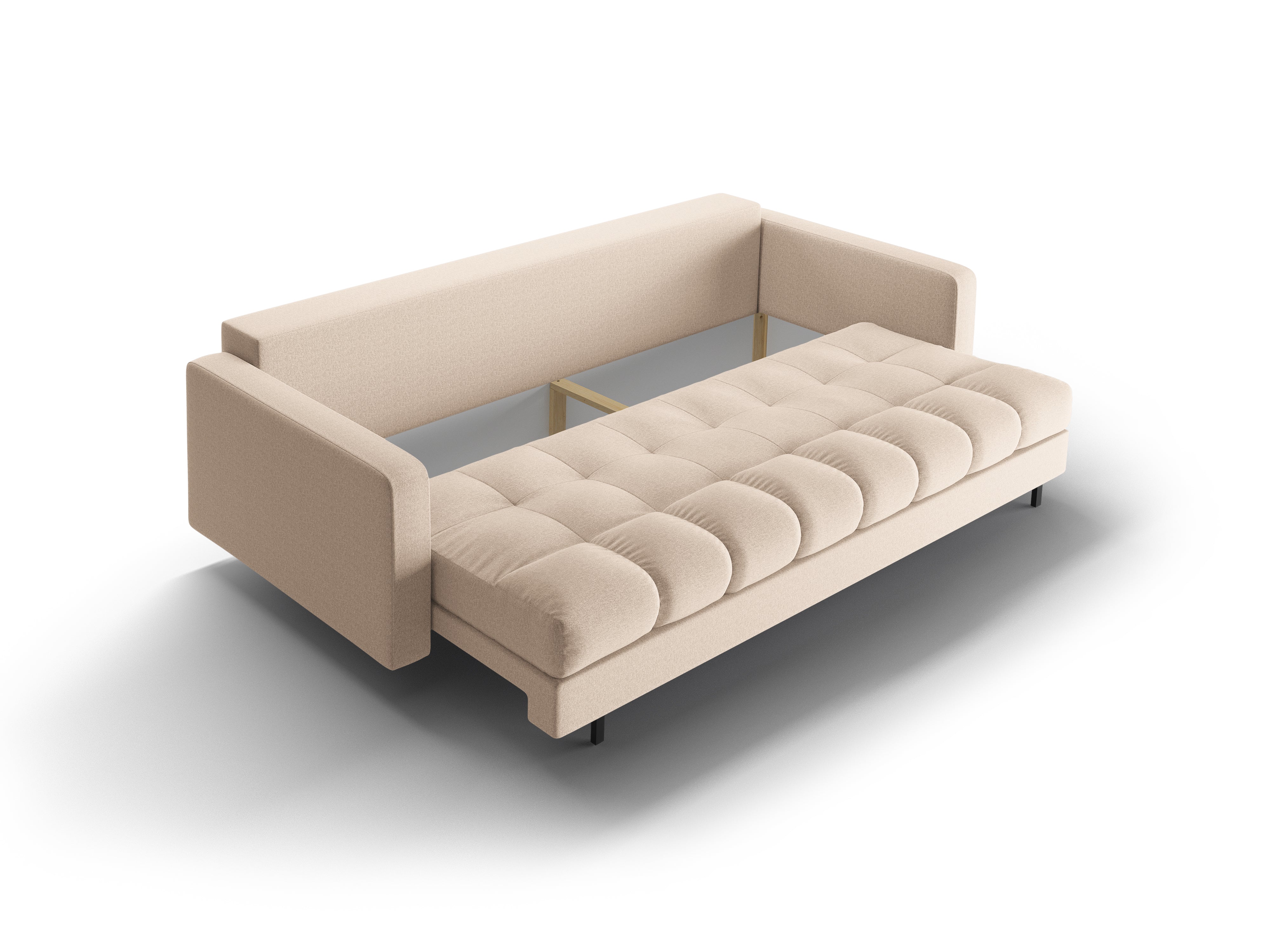 3-seater sofa with sleeping function BALI beige with black base