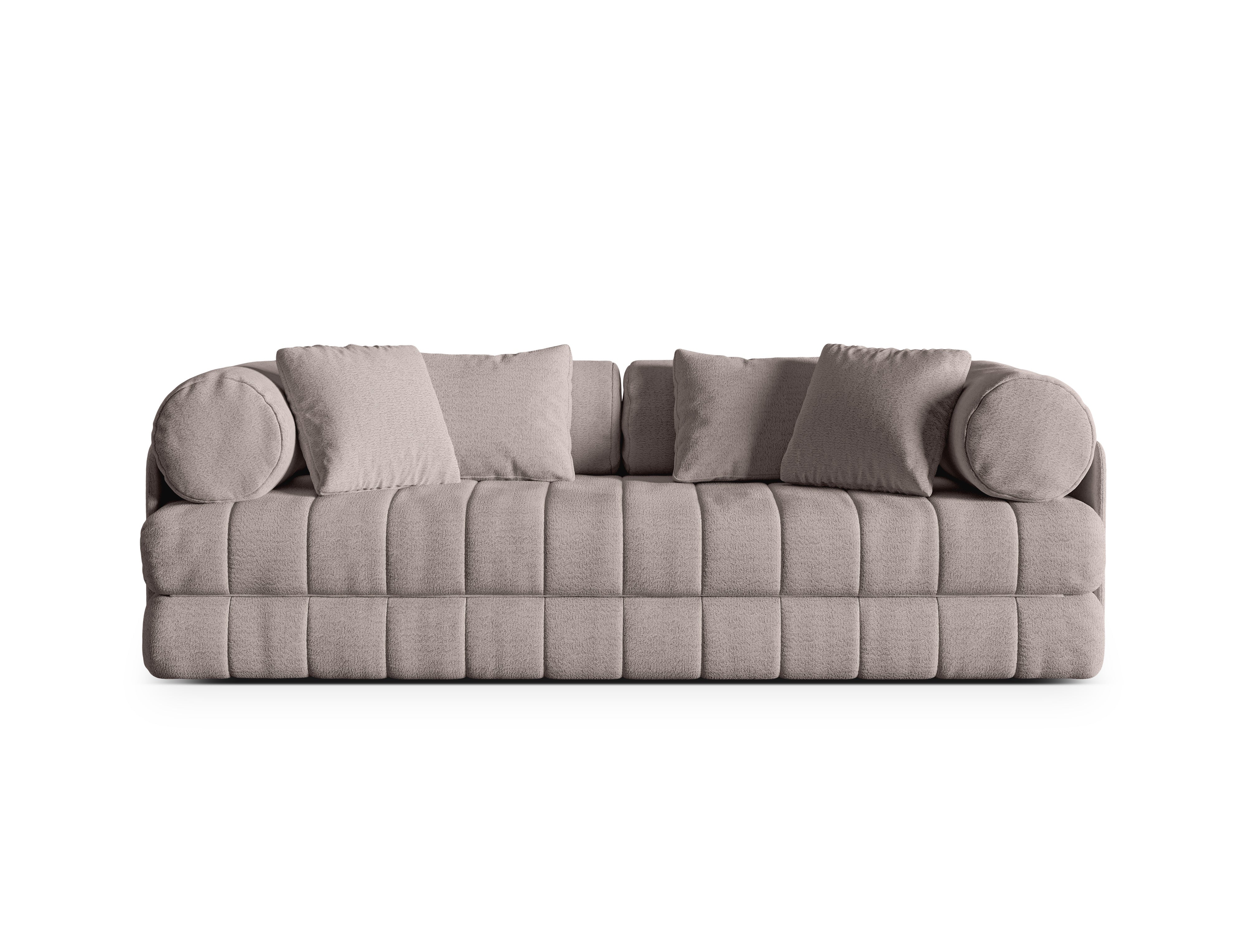 Sofa 3-osobowa z funkcją spania KEMI piaskowy bouclé