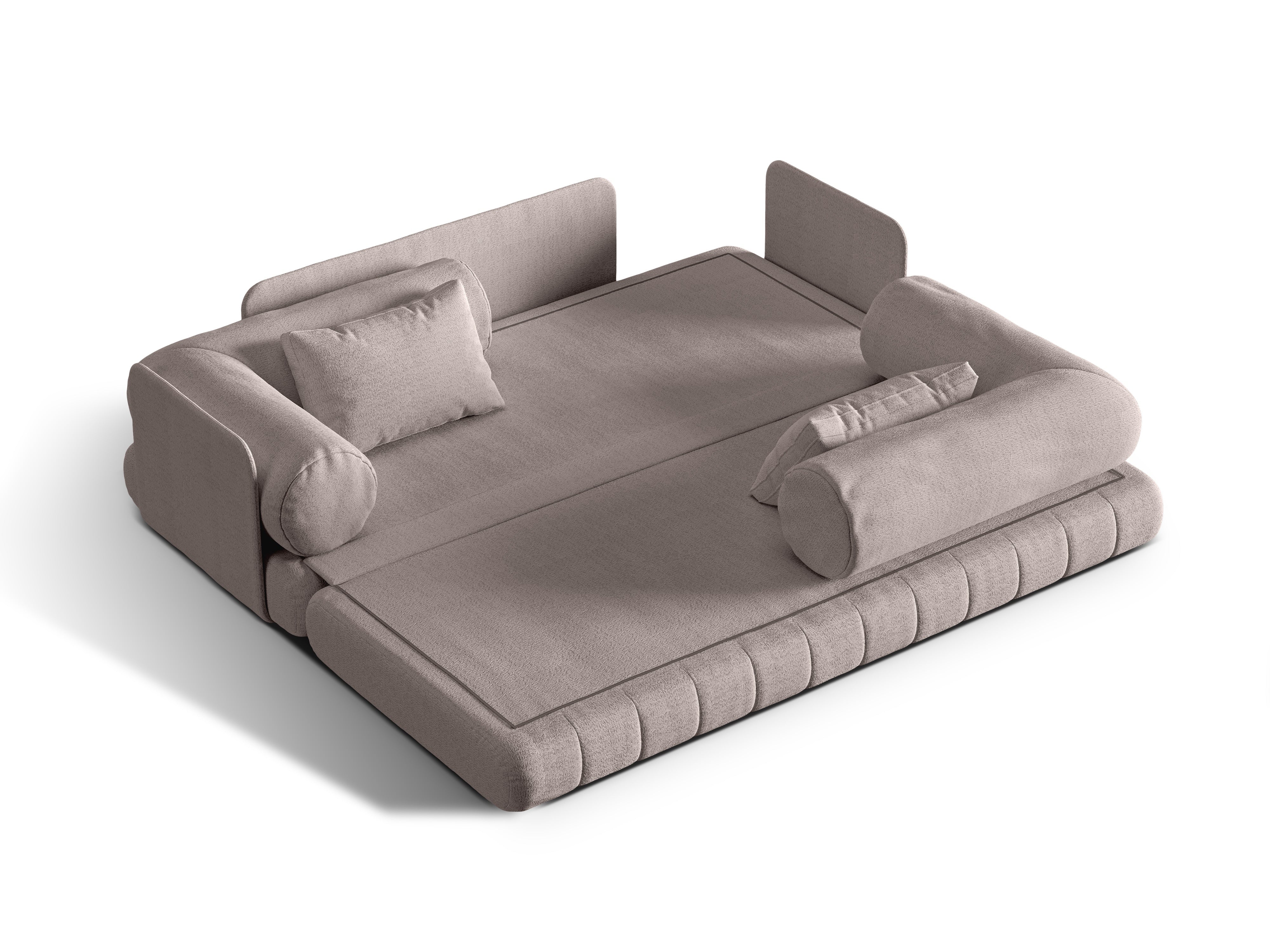Sofa 3-osobowa z funkcją spania KEMI piaskowy bouclé