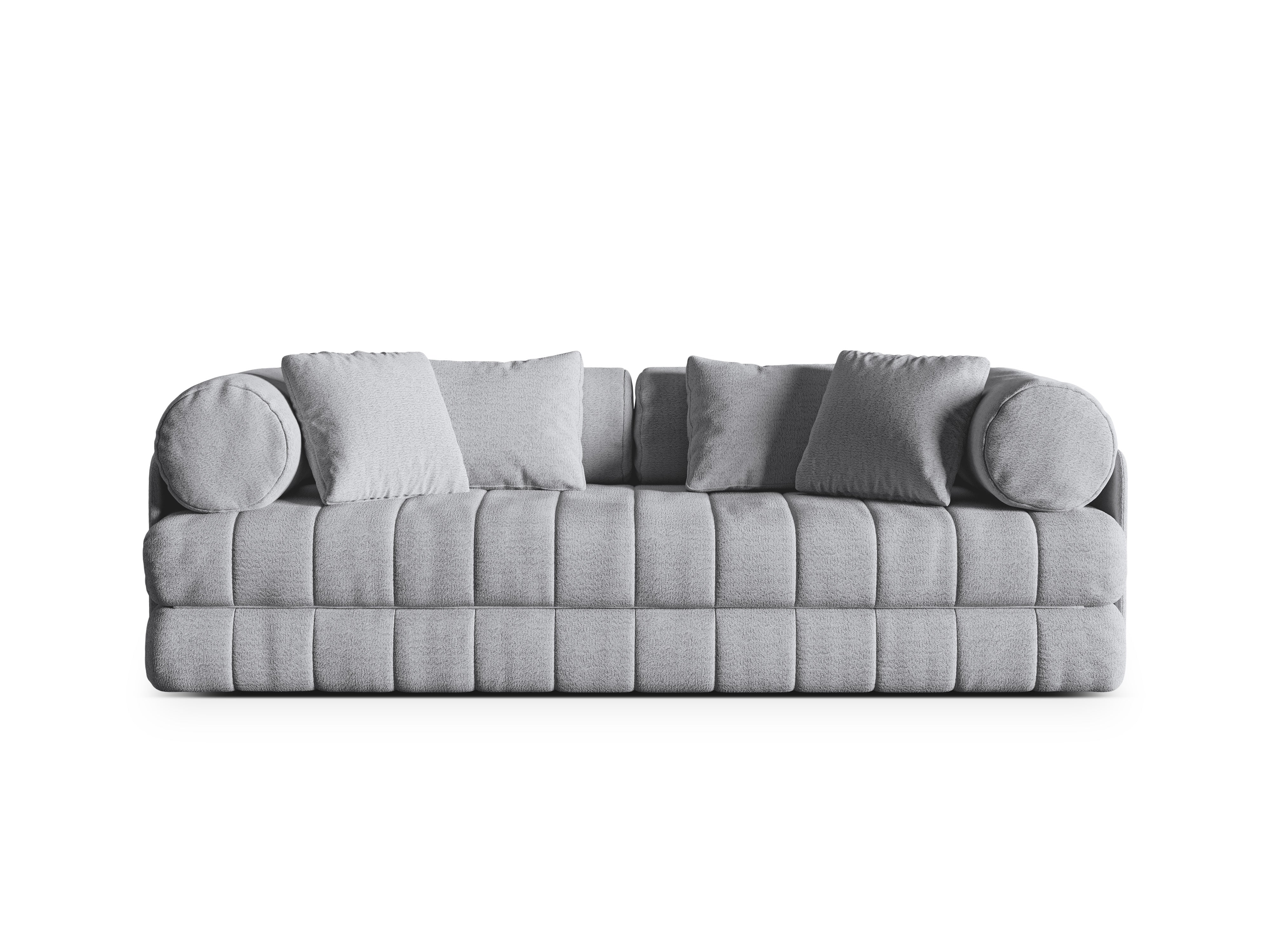 Sofa 3-osobowa z funkcją spania KEMI jasnoszary bouclé