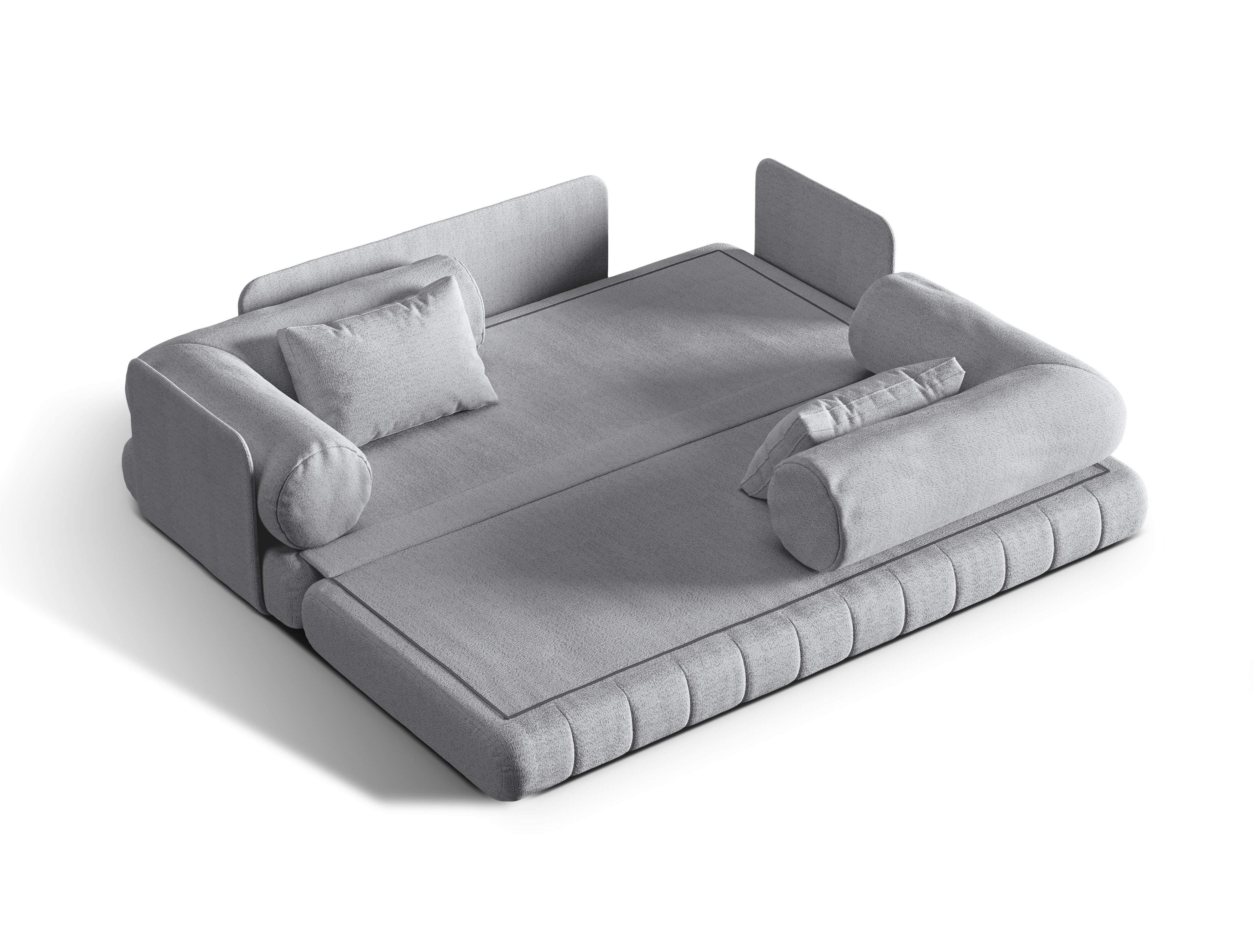 Sofa 3-osobowa z funkcją spania KEMI jasnoszary bouclé