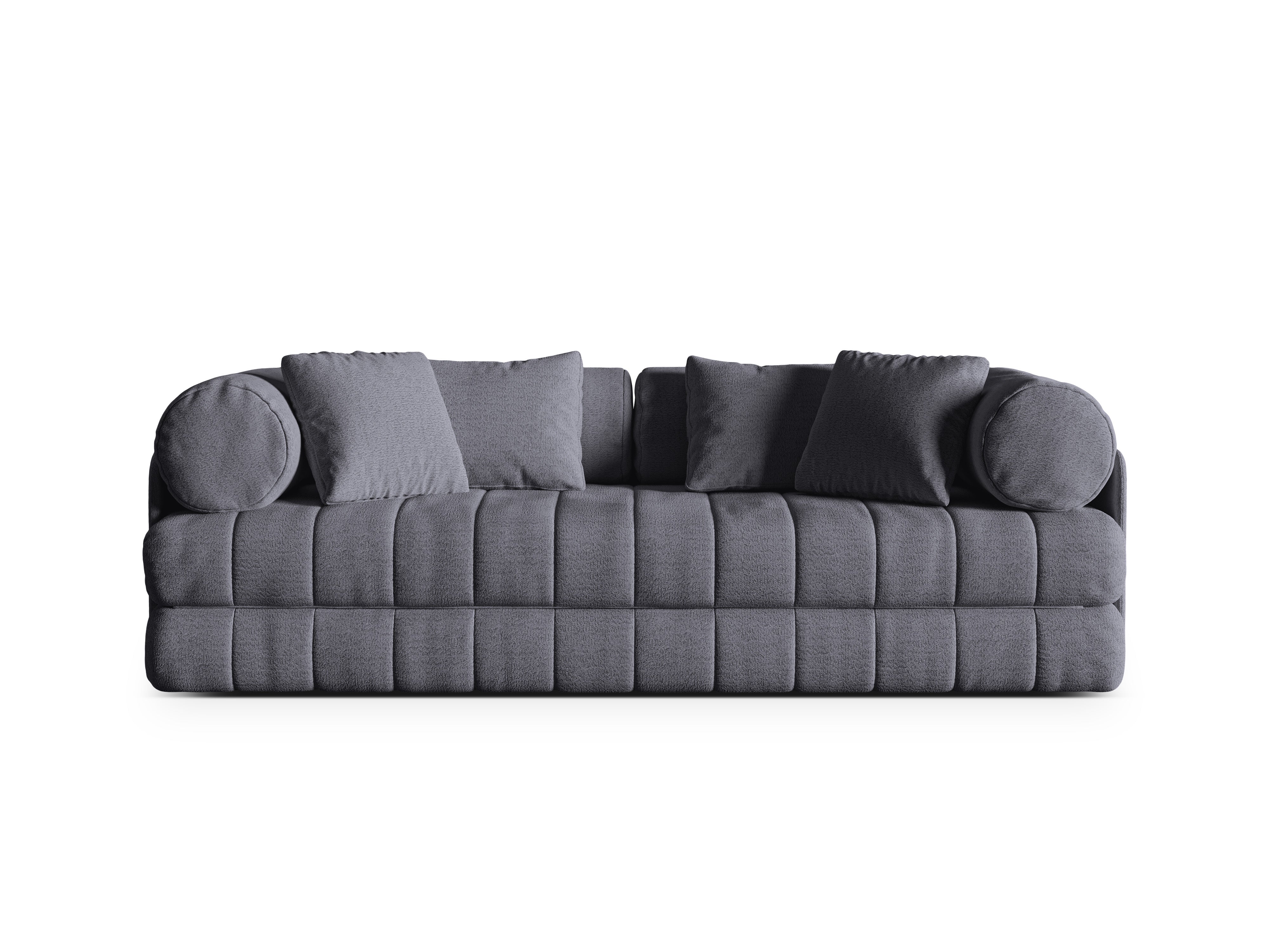 Sofa 3-osobowa z funkcją spania KEMI szary bouclé