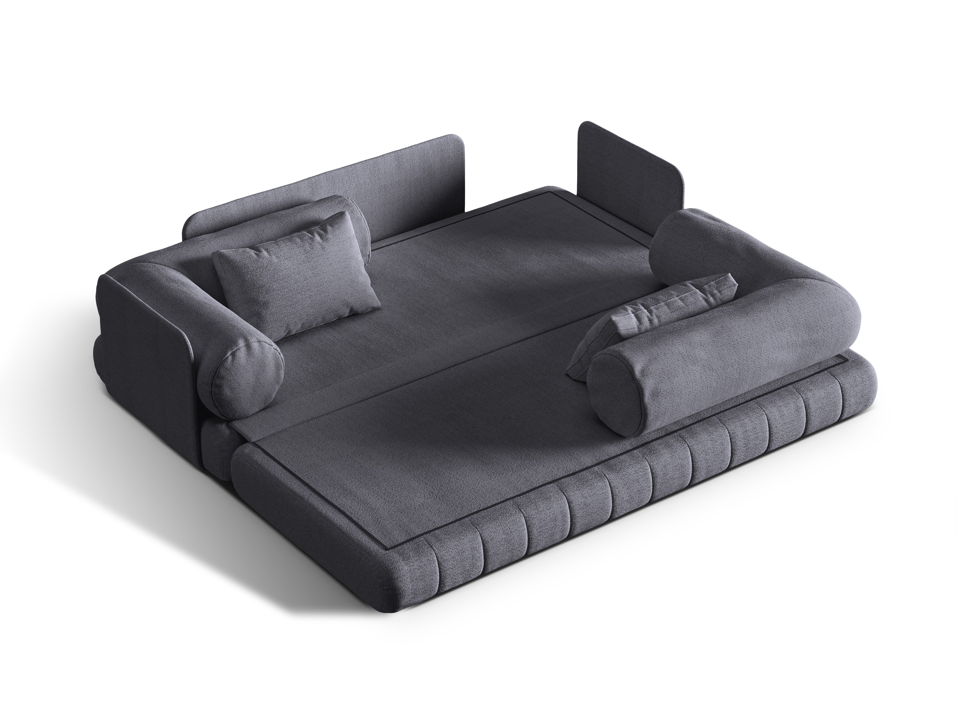 Sofa 3-osobowa z funkcją spania KEMI szary bouclé