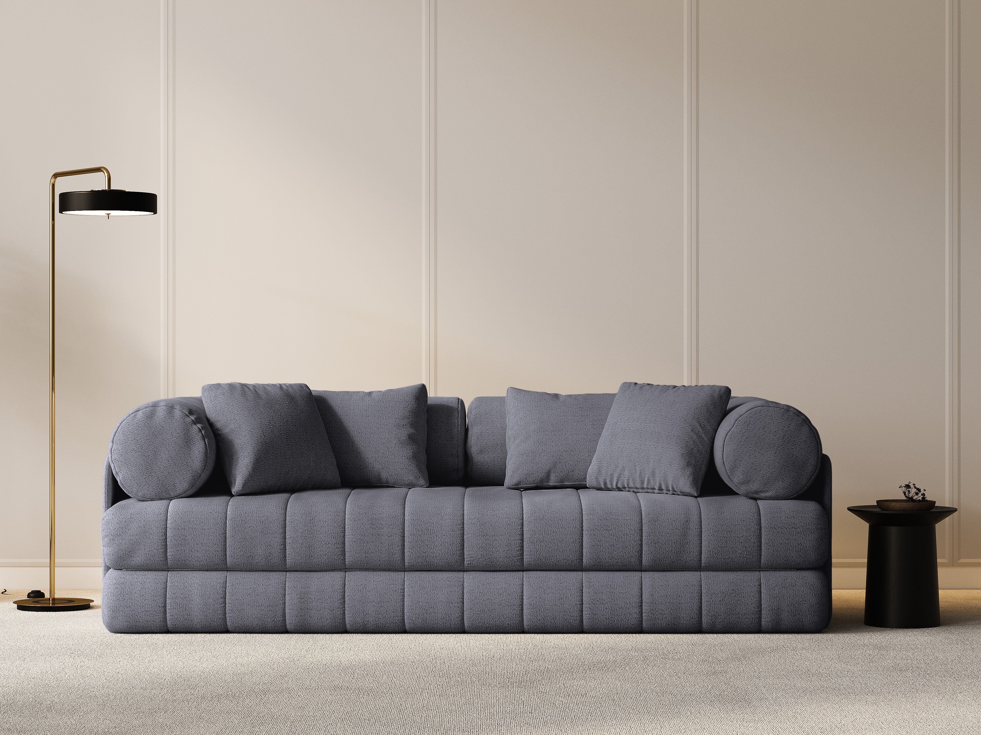 Sofa 3-osobowa z funkcją spania KEMI szary bouclé