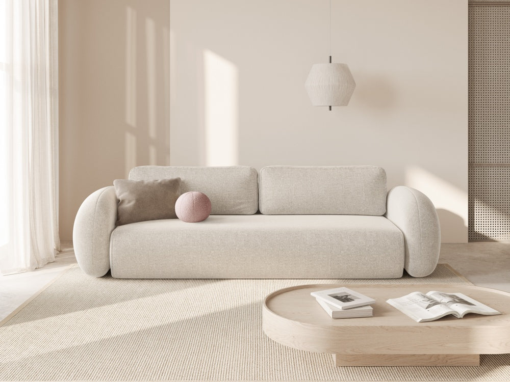 Sofa z funkcją spania 3-osobowa TONALE jasnobeżowy