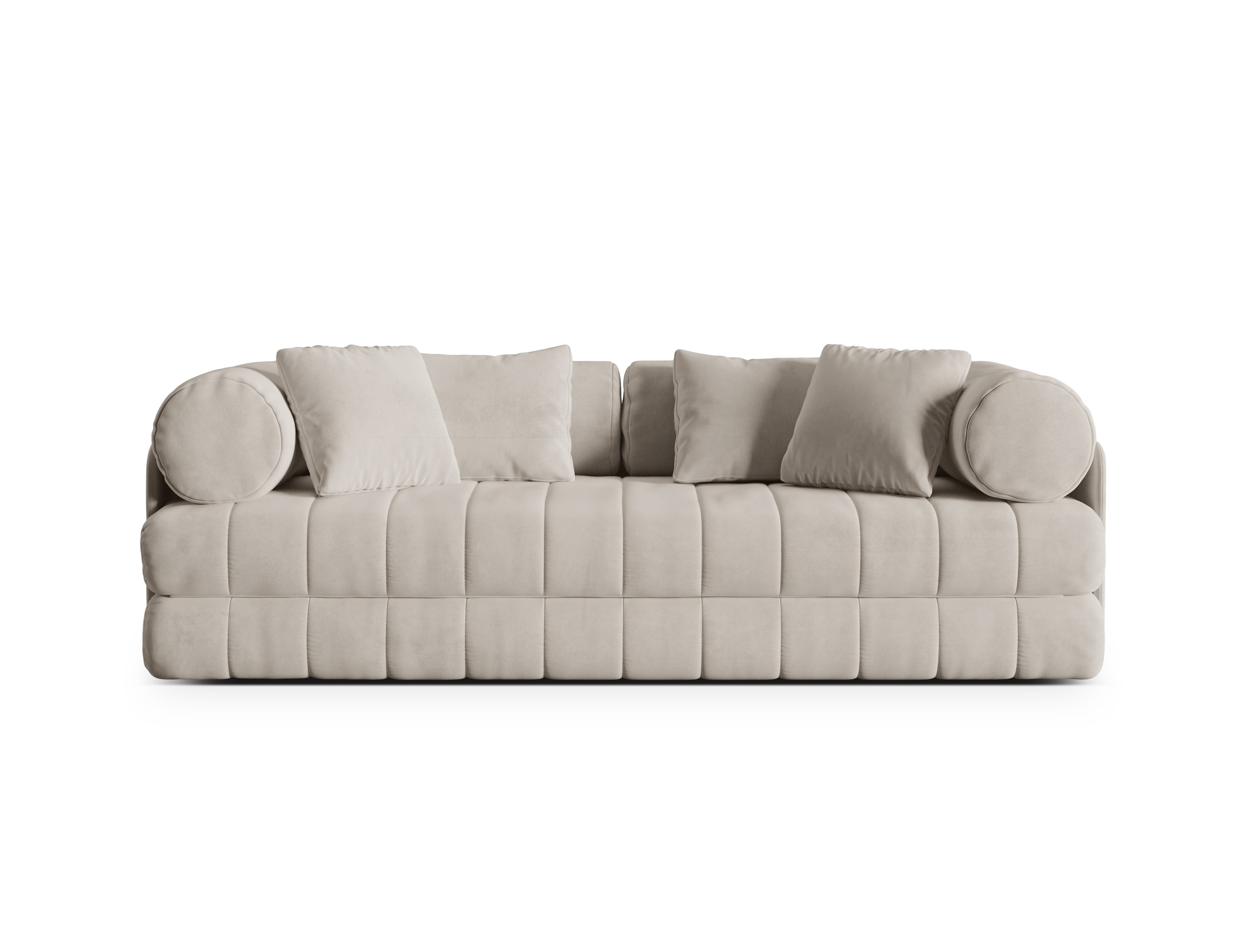 Sofa aksamitna 3-osobowa z funkcją spania KEMI beżowy