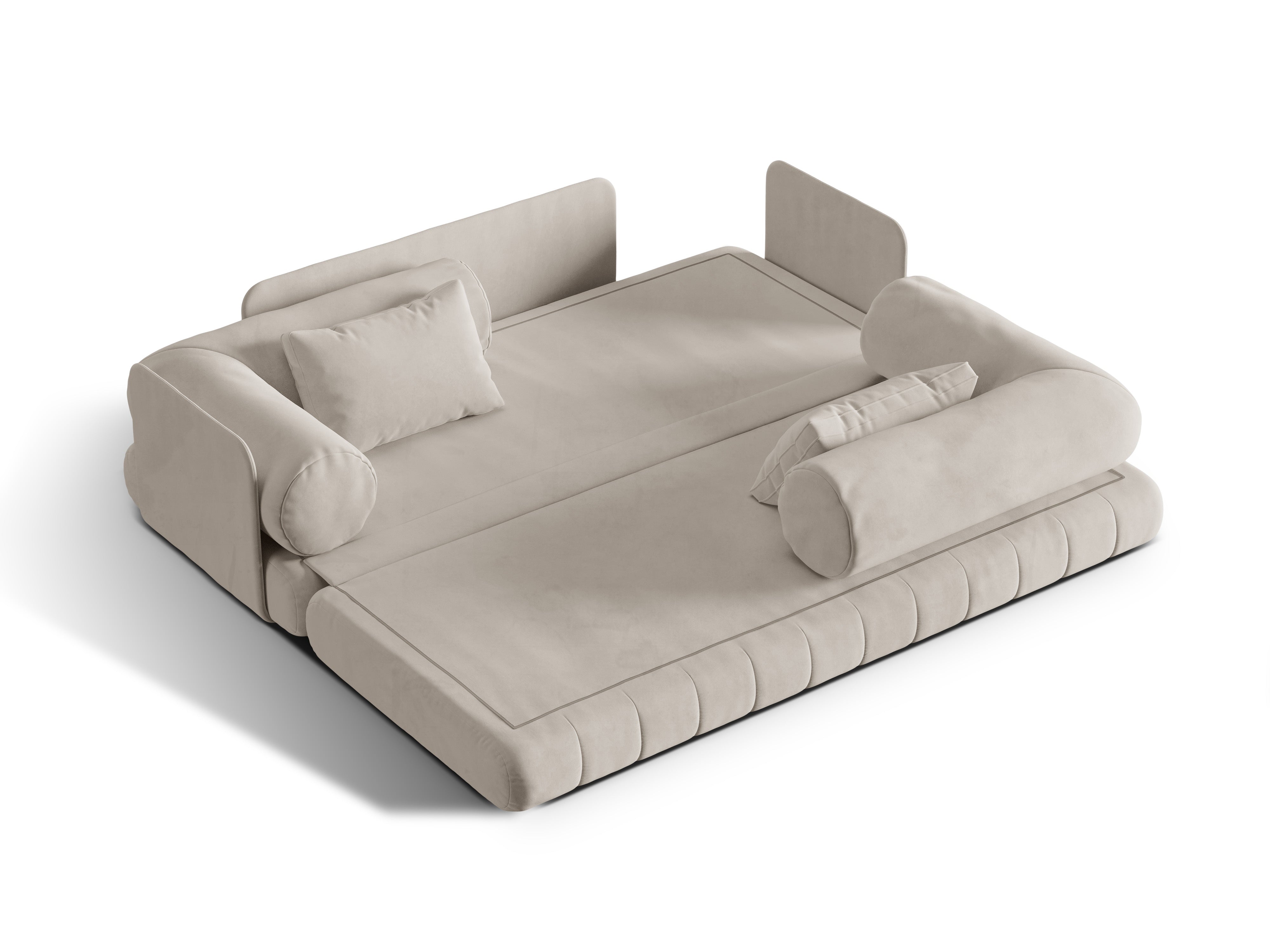 Sofa aksamitna 3-osobowa z funkcją spania KEMI beżowy