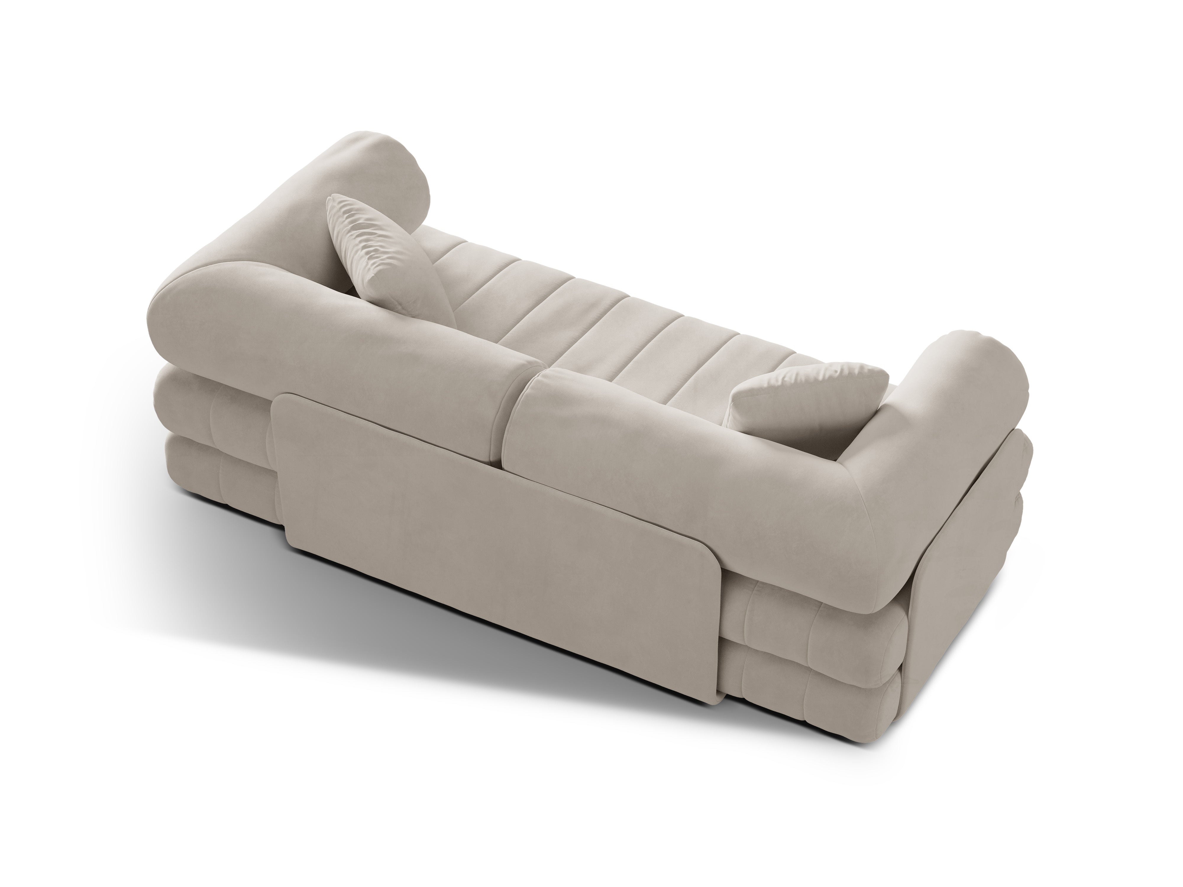 Sofa aksamitna 3-osobowa z funkcją spania KEMI beżowy