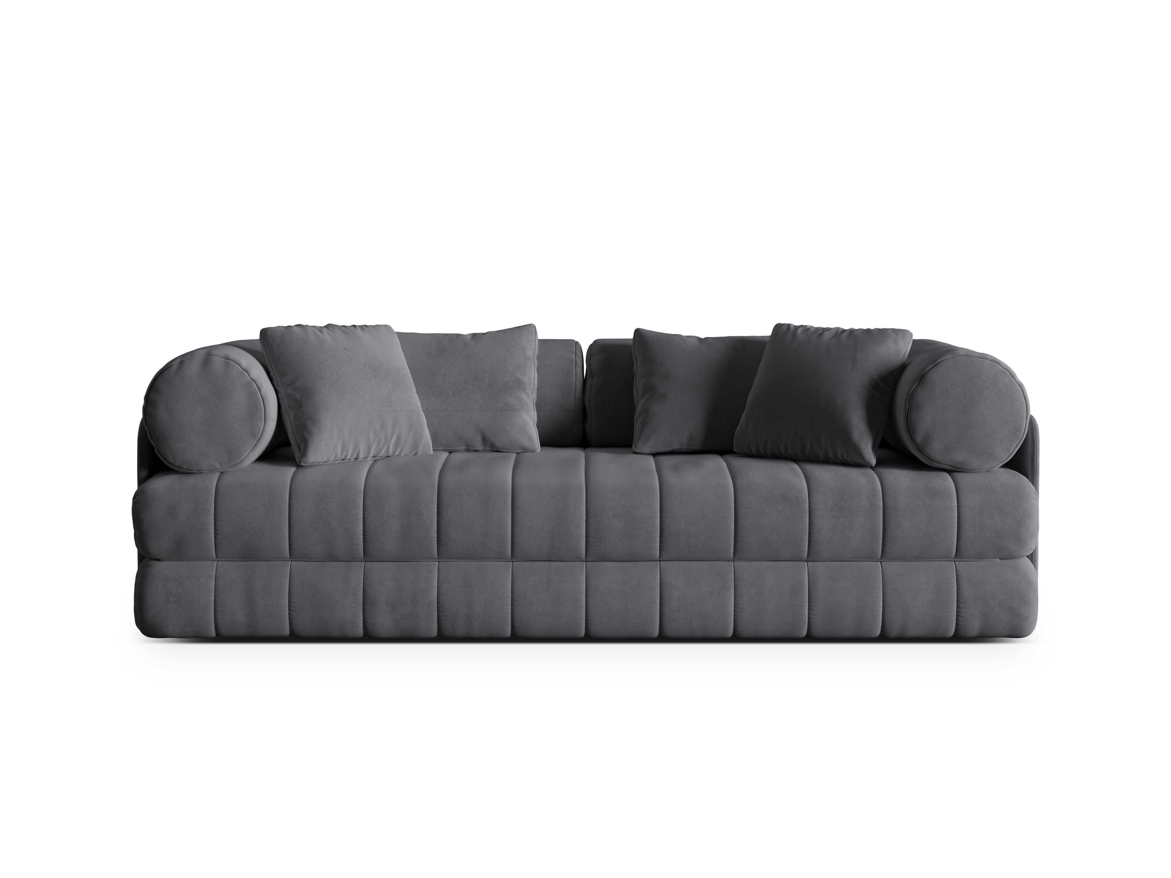 Sofa aksamitna 3-osobowa z funkcją spania KEMI ciemnoszary