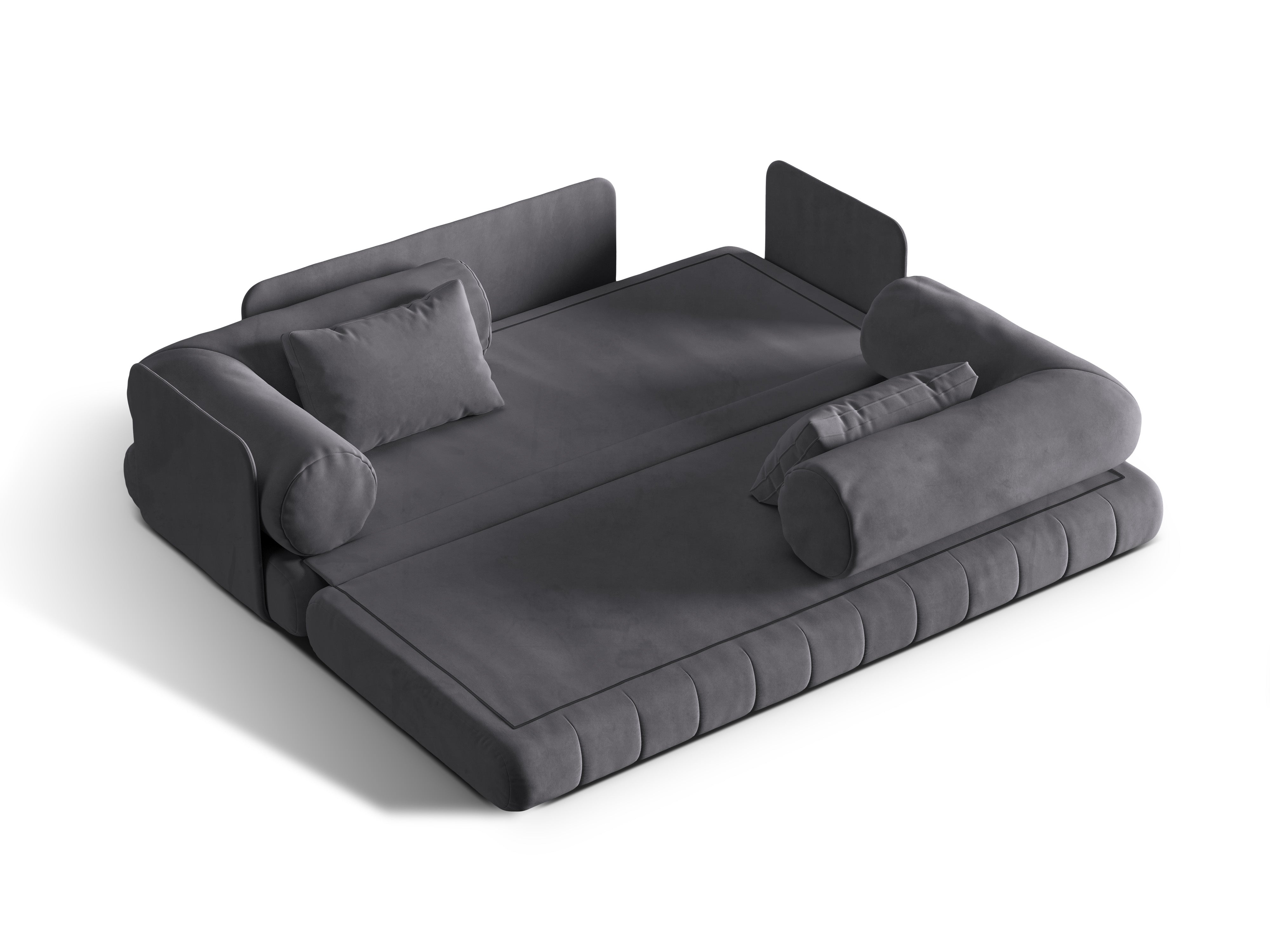 Sofa aksamitna 3-osobowa z funkcją spania KEMI ciemnoszary
