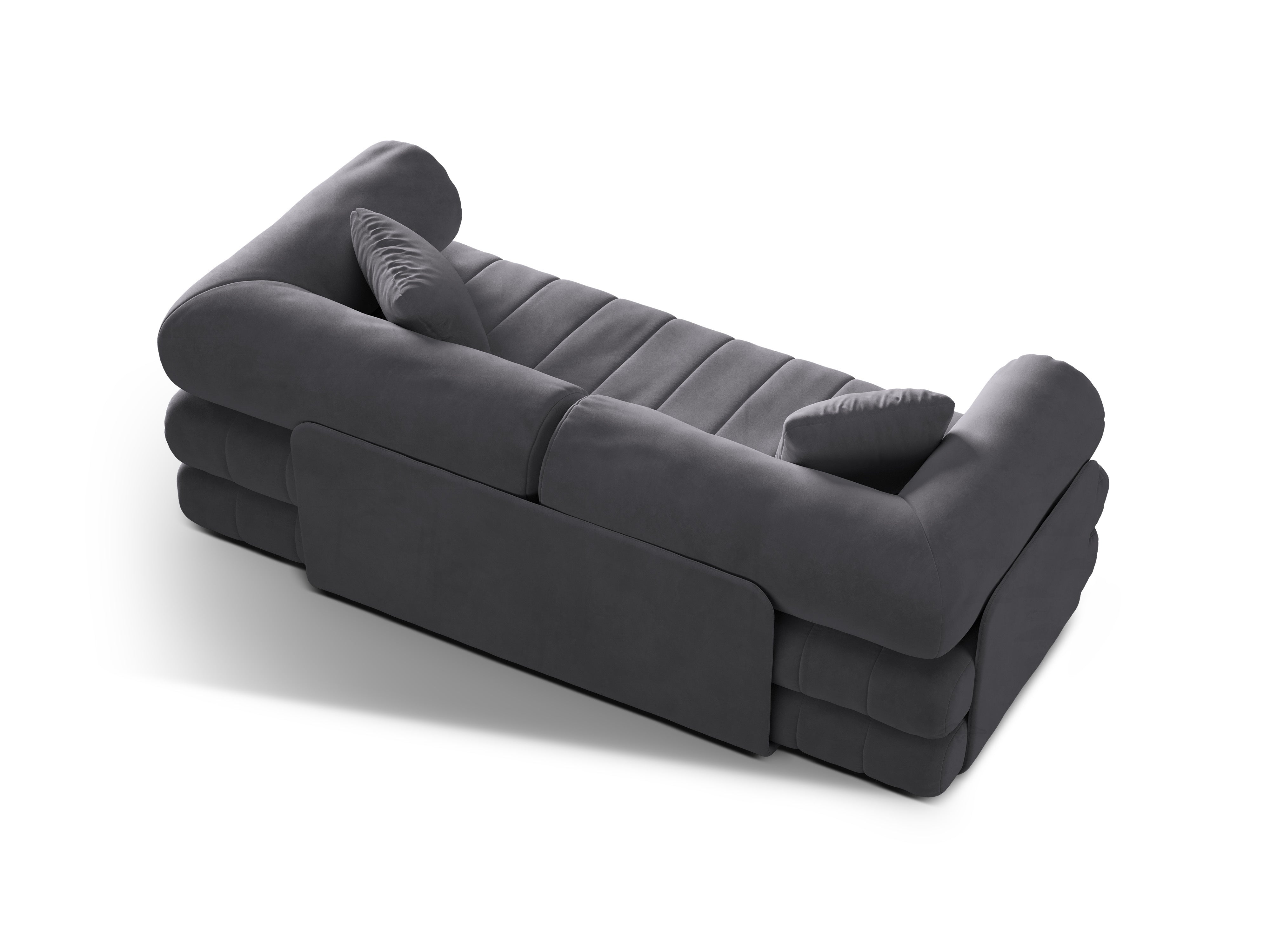 Sofa aksamitna 3-osobowa z funkcją spania KEMI ciemnoszary