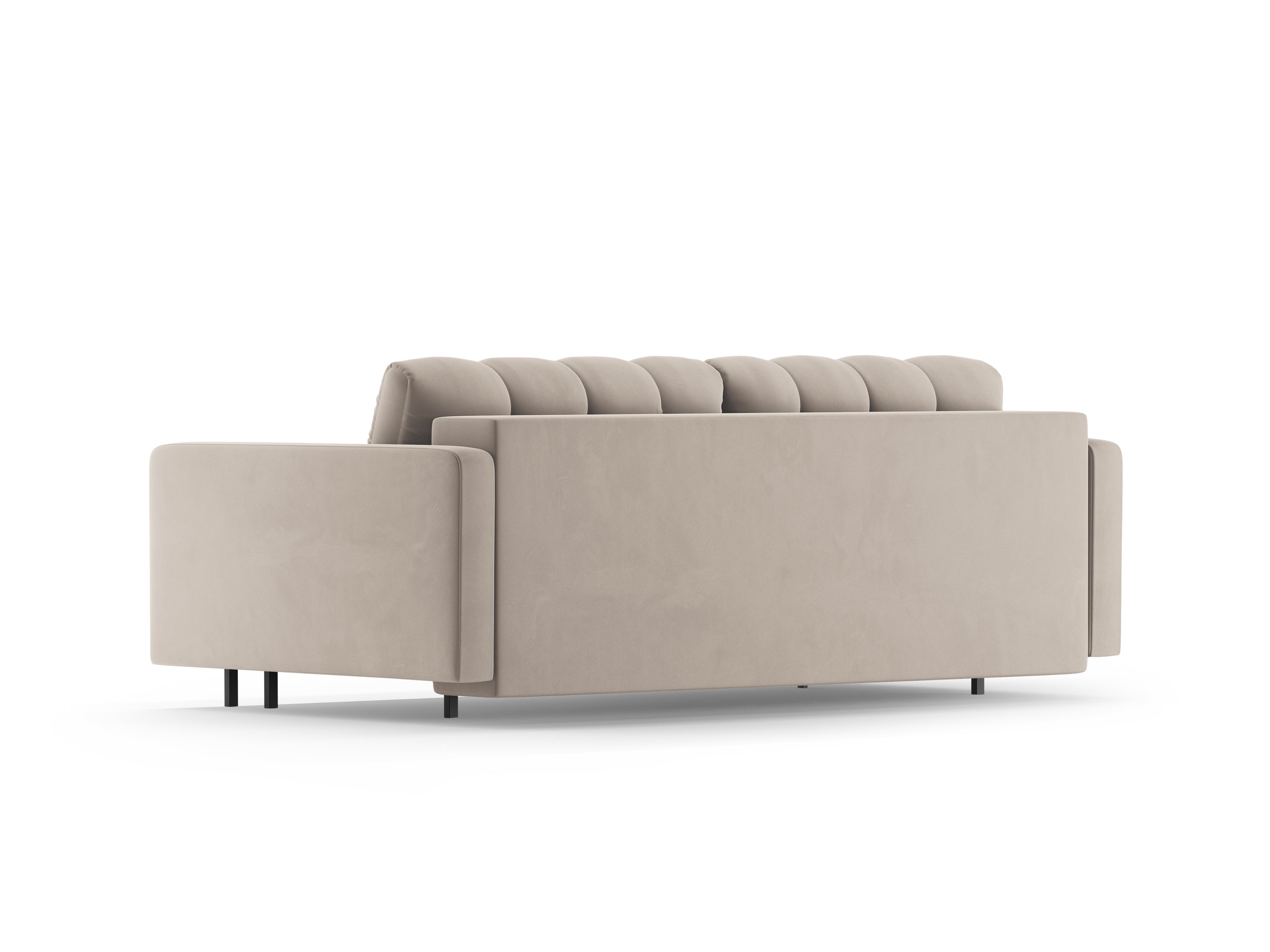 Sofa aksamitna 3-osobowa z funkcją spania BALI beżowy z czarną podstawą
