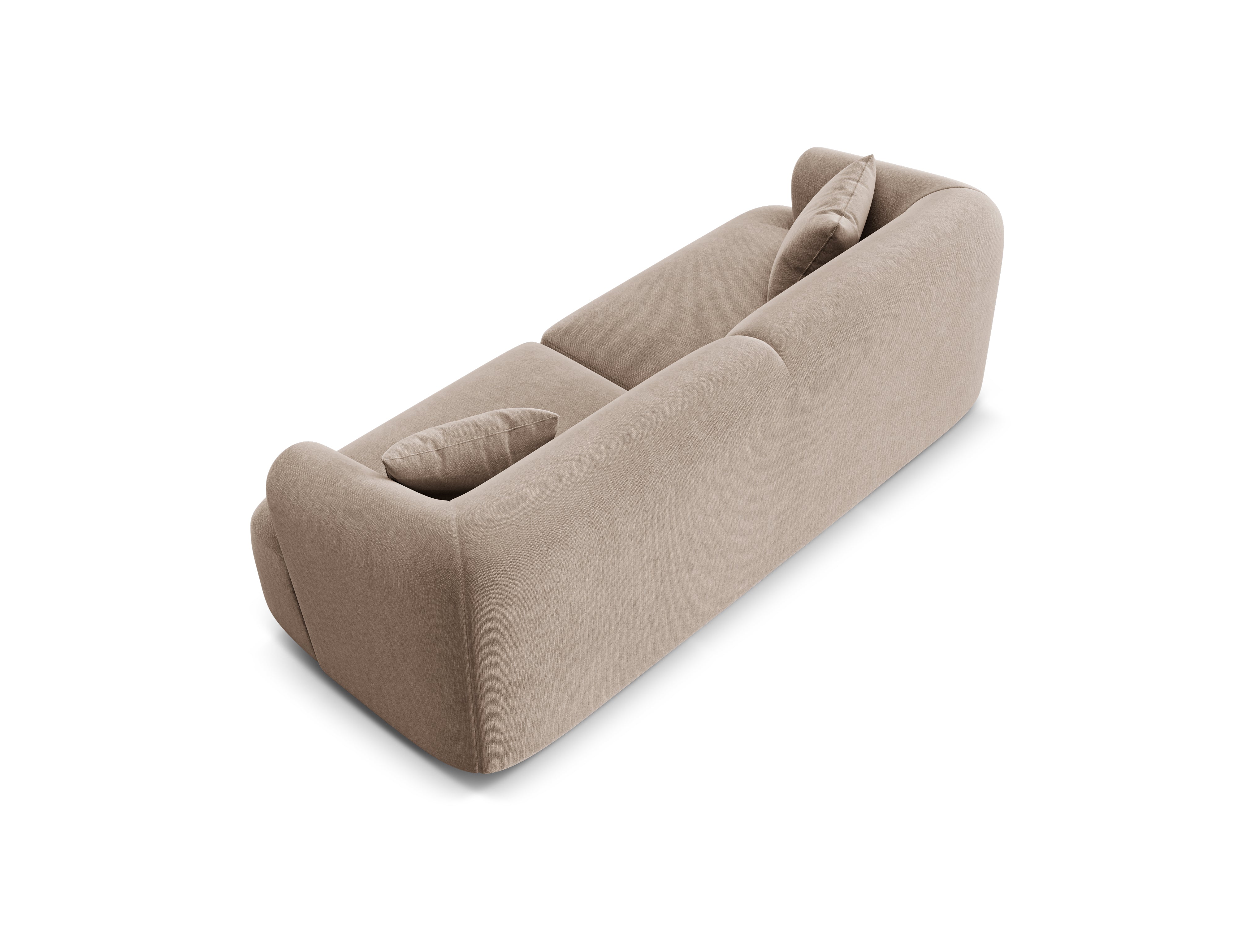 Sofa aksamitna 3-osobowa CAMPI ciemnobeżowy