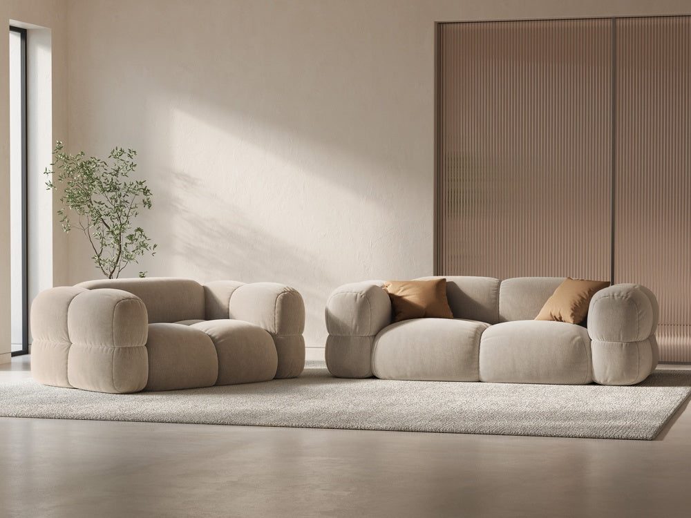 Sofa 3-osobowa aksamitna LORETTO beżowy