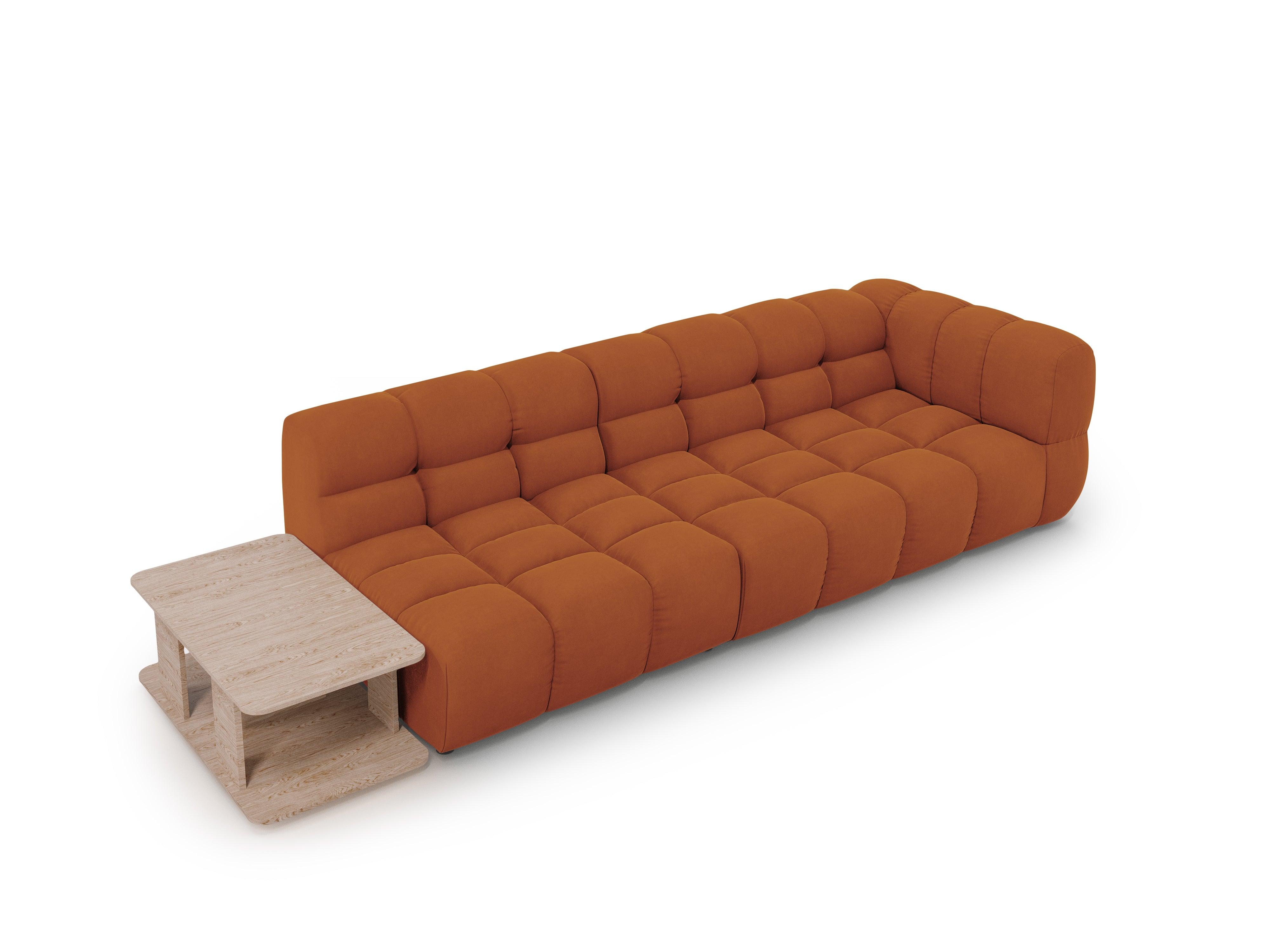 Sofa aksamitna lewostronna 4-osobowa otwarta ze stolikiem SKY terracotta Cosmopolitan Design Eye on Design