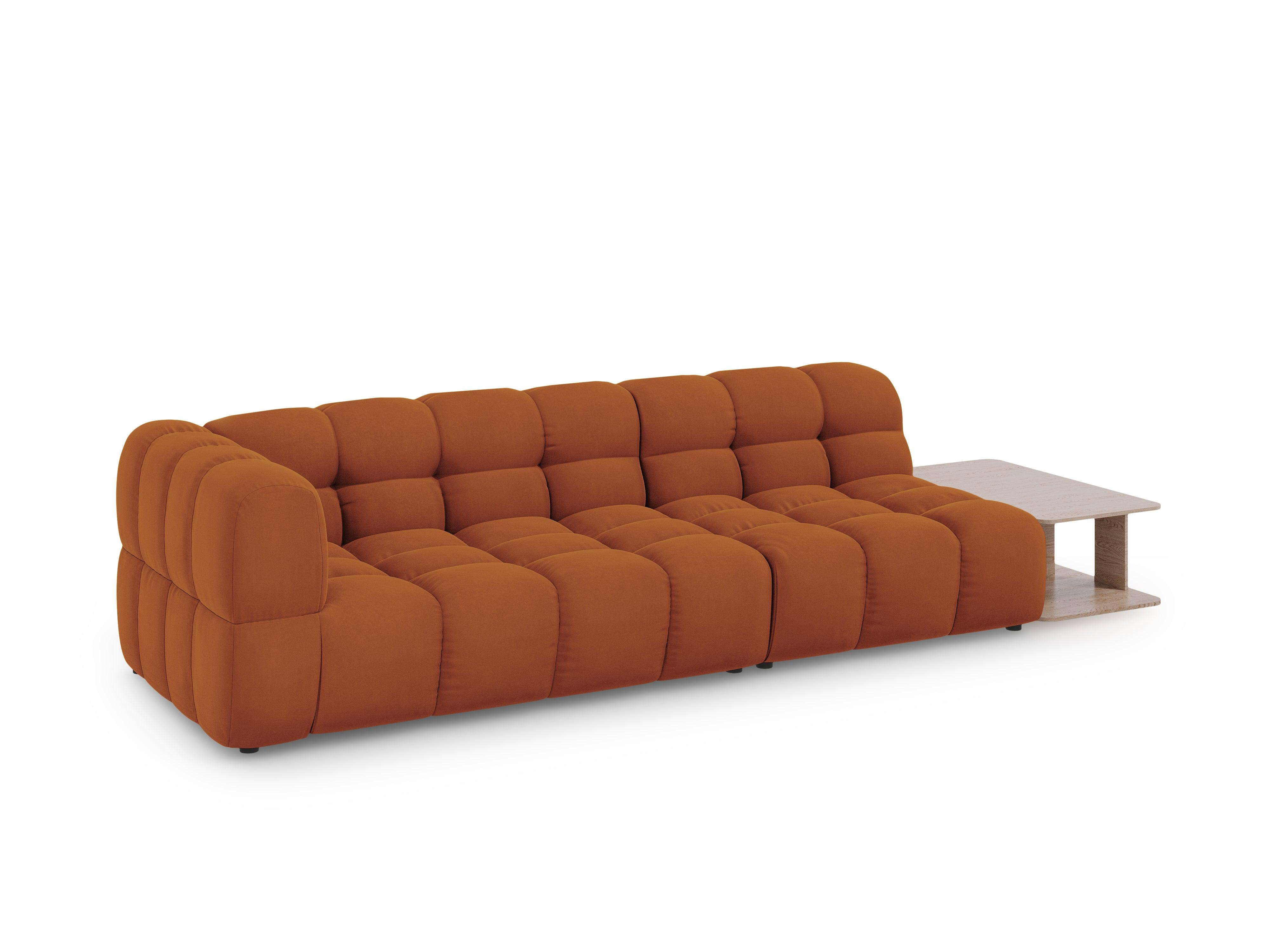 Sofa aksamitna prawostronna 4-osobowa otwarta ze stolikiem SKY terracotta Cosmopolitan Design Eye on Design