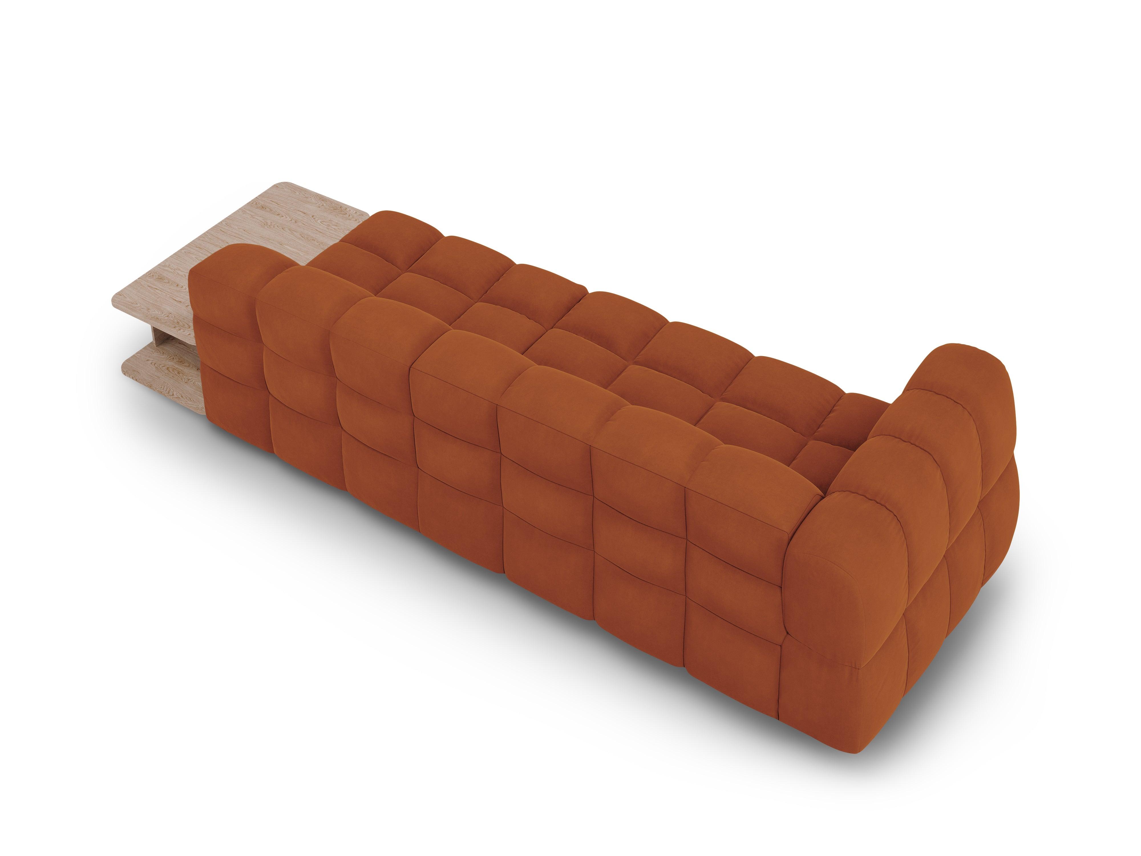 Sofa aksamitna prawostronna 4-osobowa otwarta ze stolikiem SKY terracotta Cosmopolitan Design Eye on Design