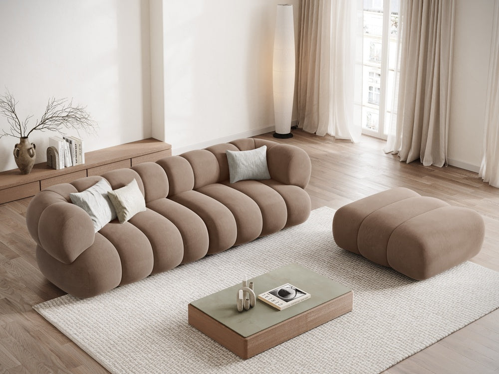Sofa aksamitna 4-osobowa KOGE ciemnobeżowy